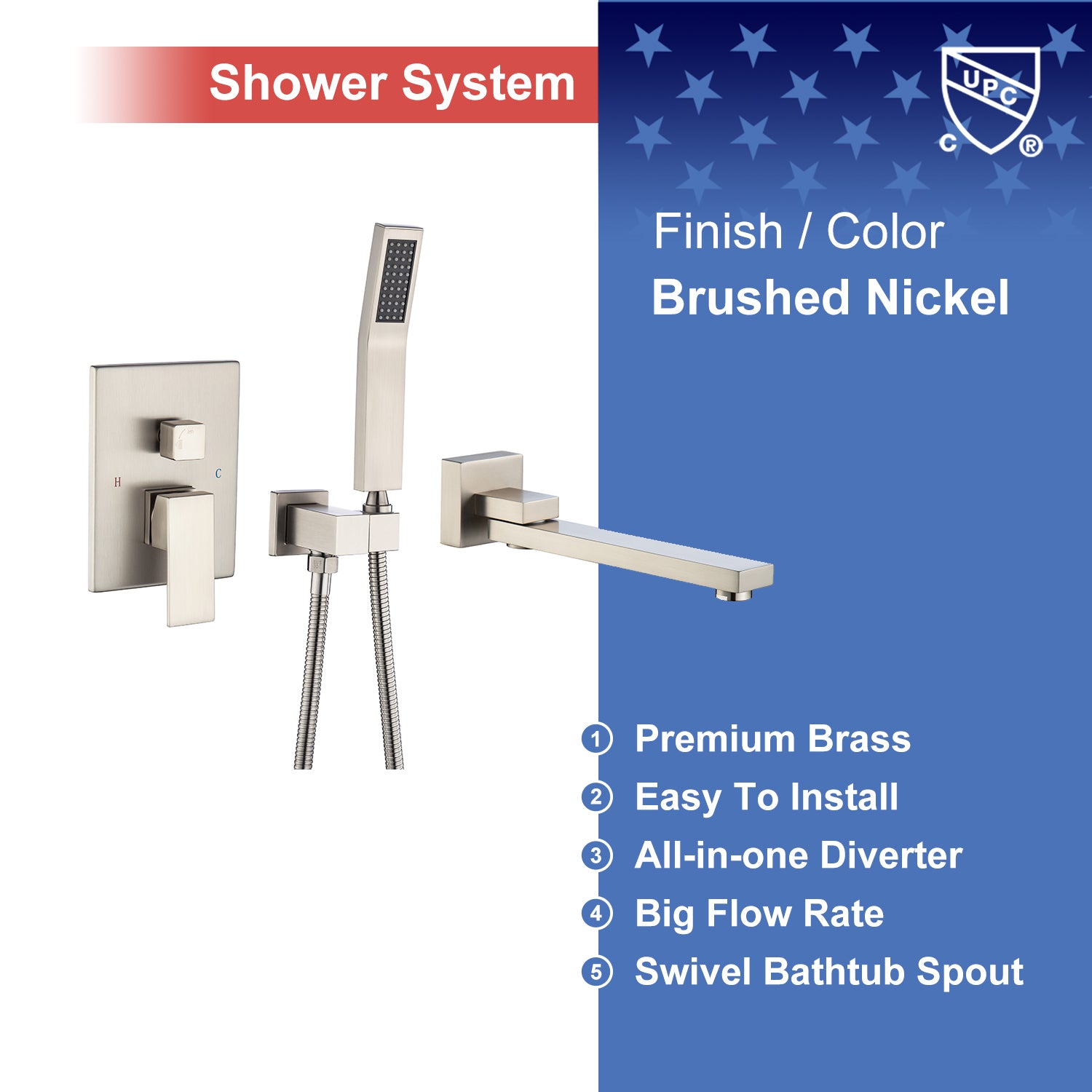 Robinet de baignoire et de douche avec valve brute RX93107