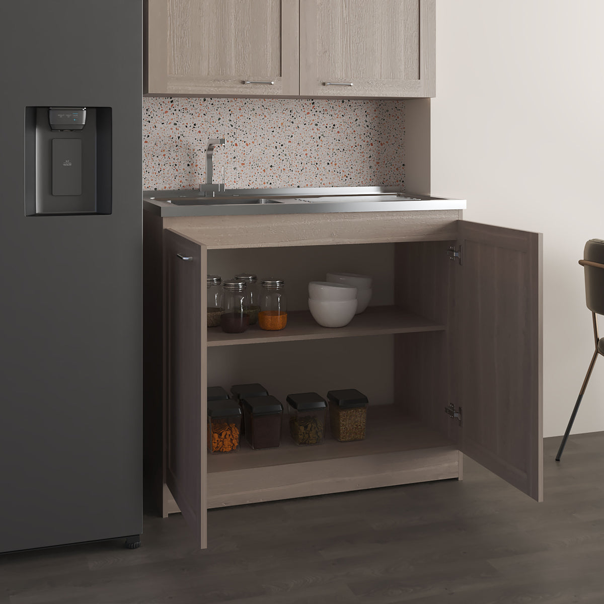 RAINLEX Zurich 39" Utility Sink Cabinet with Stainless Steel Sink in Light Gray