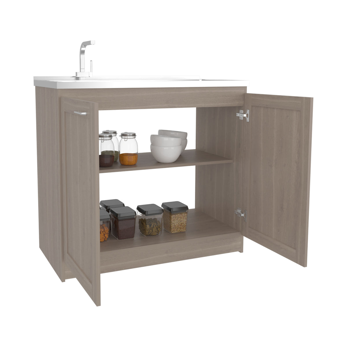 RAINLEX Zurich 39" Utility Sink Cabinet with Stainless Steel Sink in Light Gray