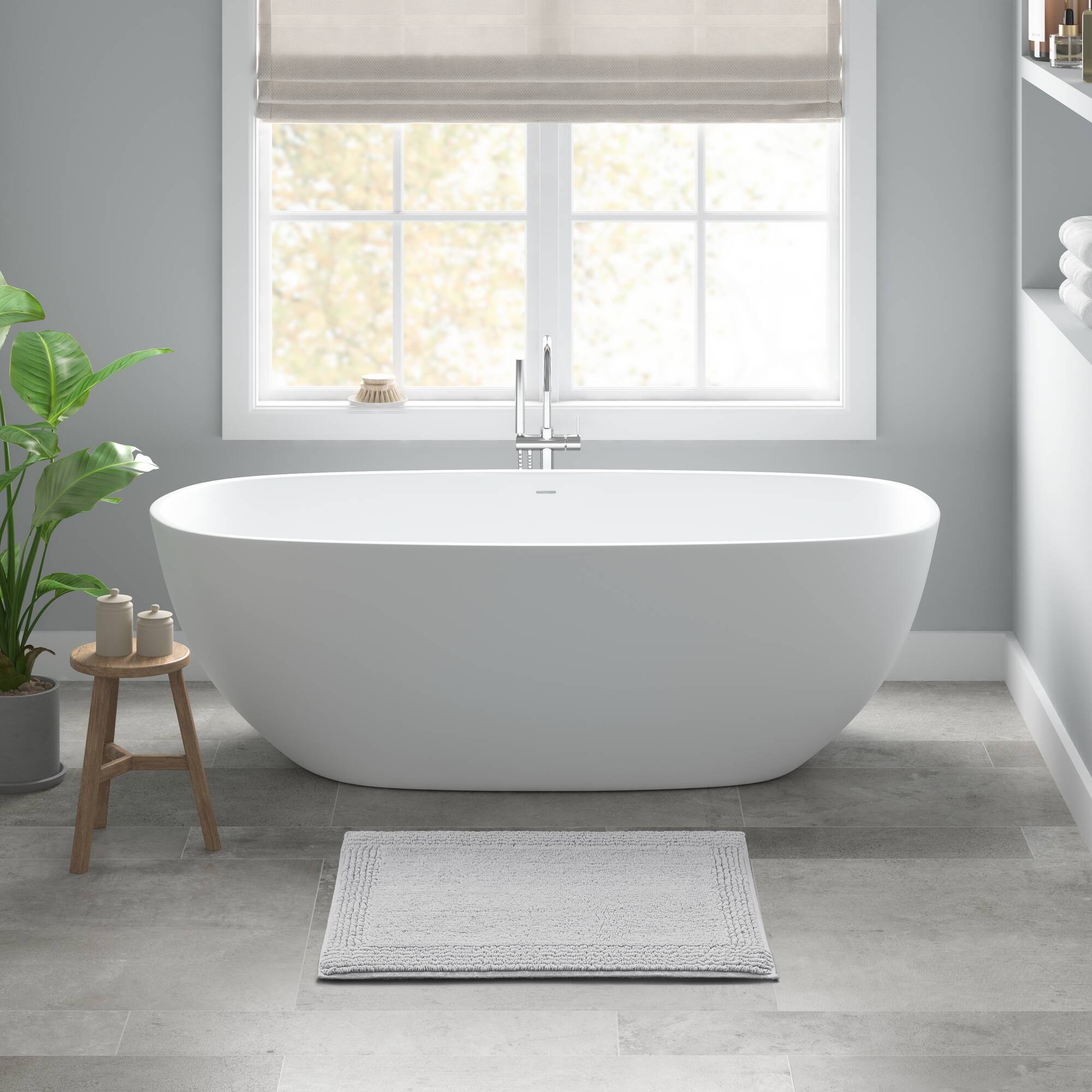Rainlex 20" x 30" Reversible Cotton Bath Rug, Gray