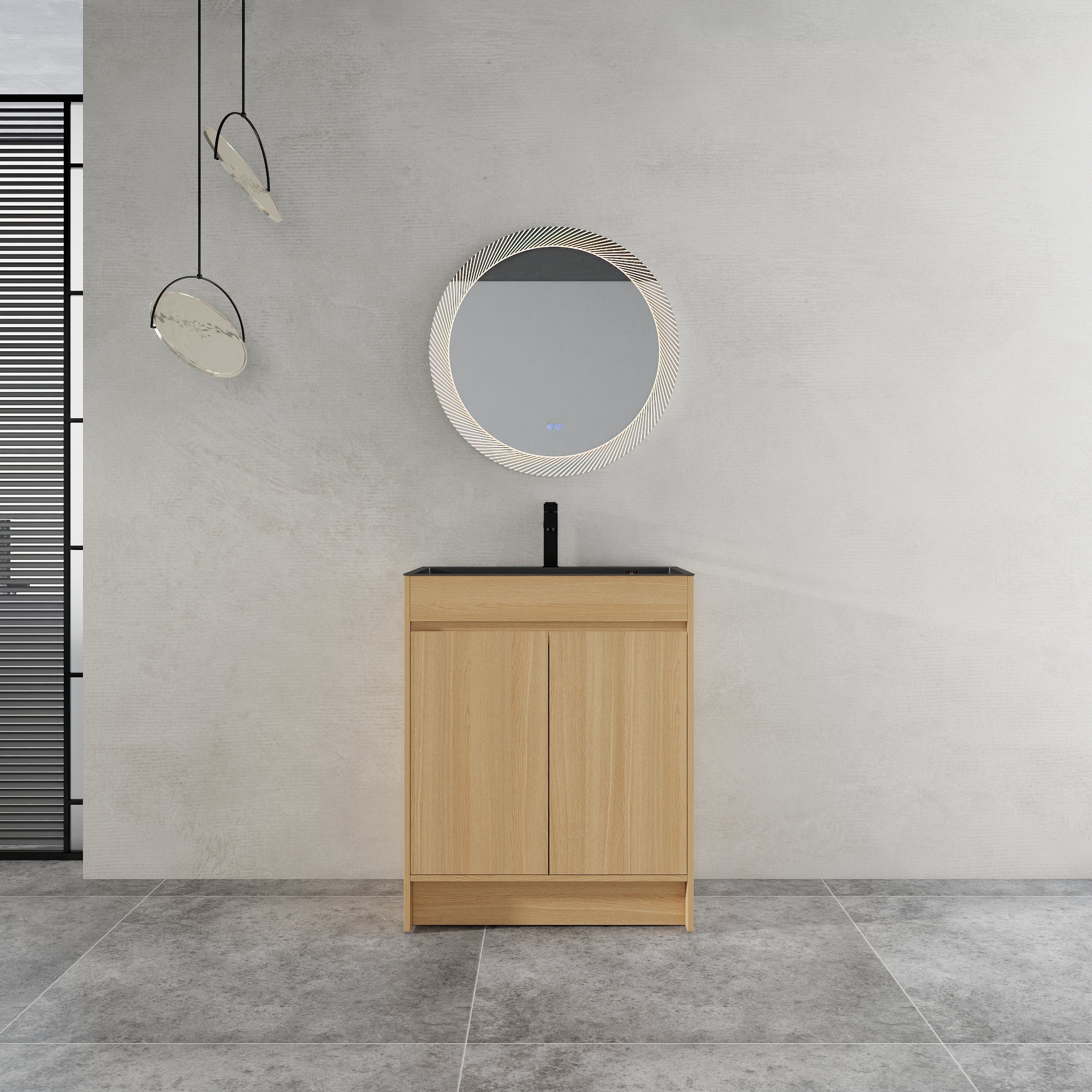 Rainlex 28" Freestanding Bathroom Vanity with Stainless Steel Sink, Oak