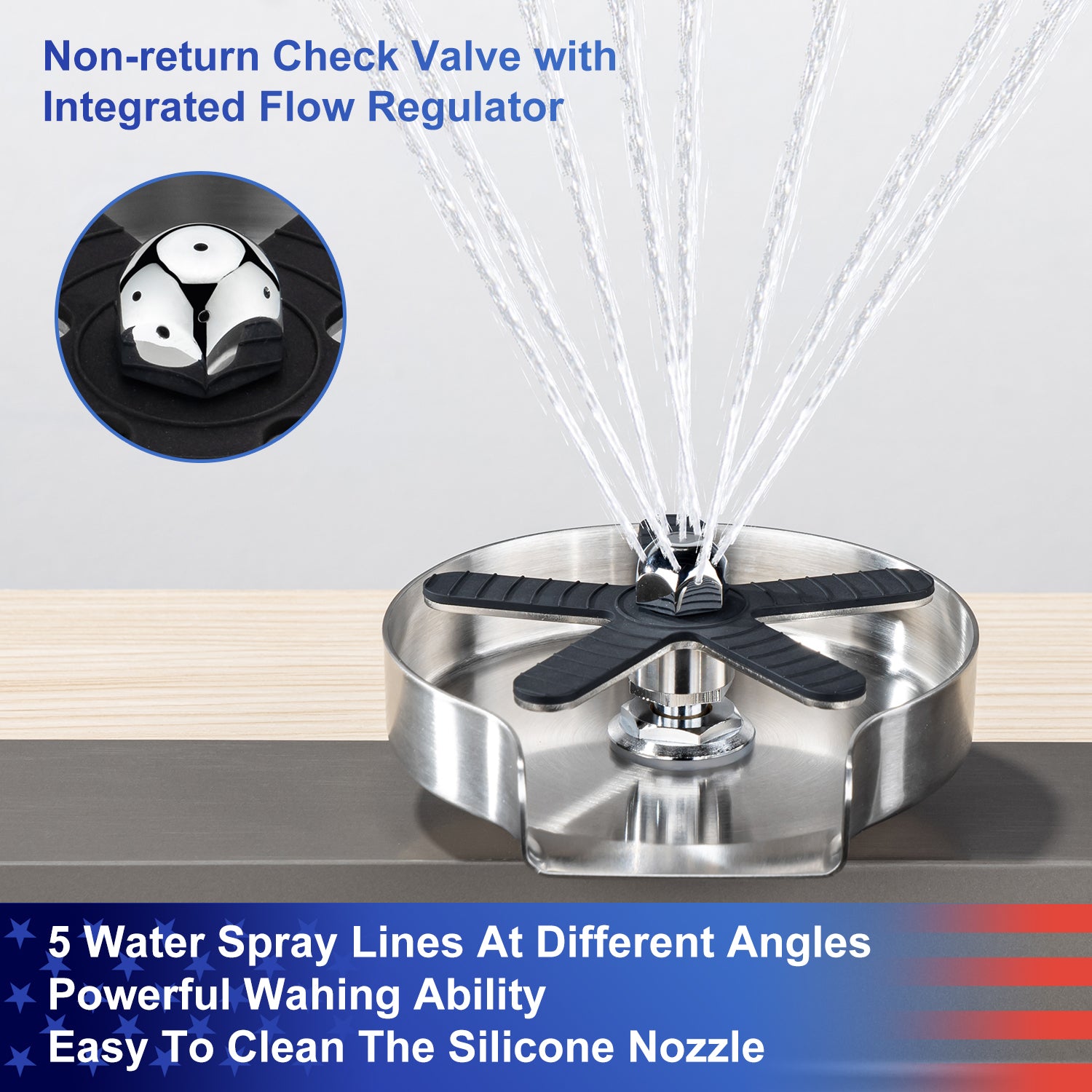 Stainless Steel Glass Rinser For Kitchen Sink, Kitchen Sink Accessories Cup Washer RX1237