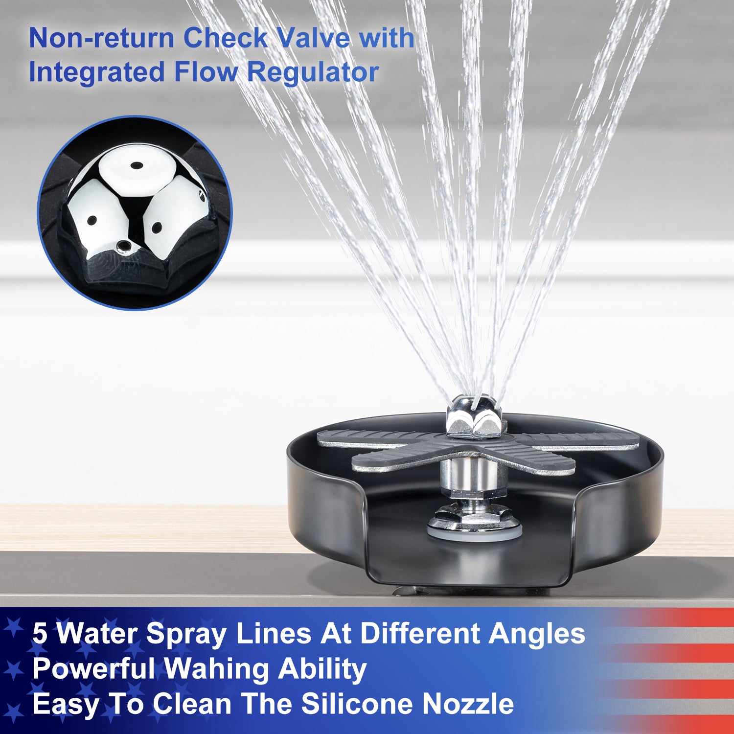Stainless Steel Glass Rinser For Kitchen Sink, Kitchen Sink Accessories Cup Washer RX1237