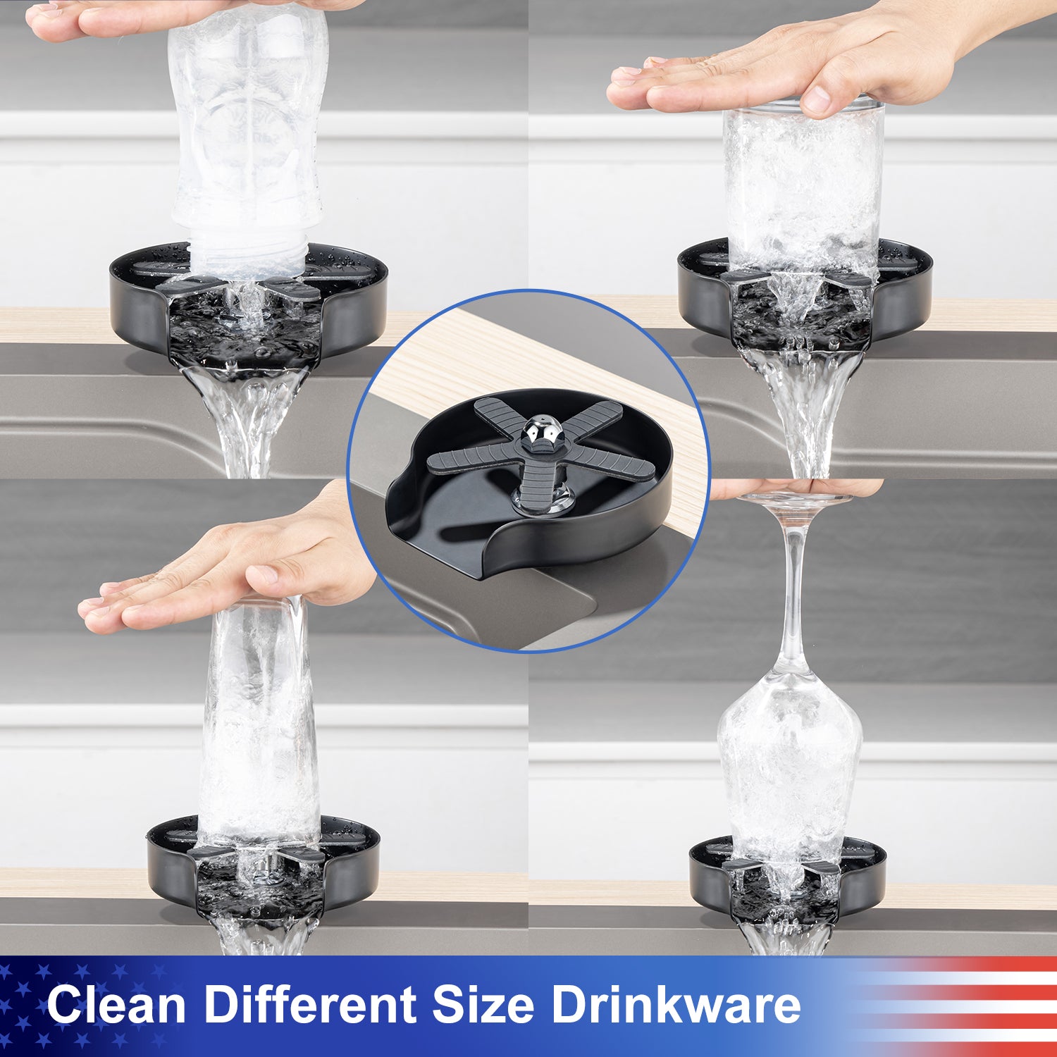 Stainless Steel Glass Rinser For Kitchen Sink, Kitchen Sink Accessories Cup Washer RX1237