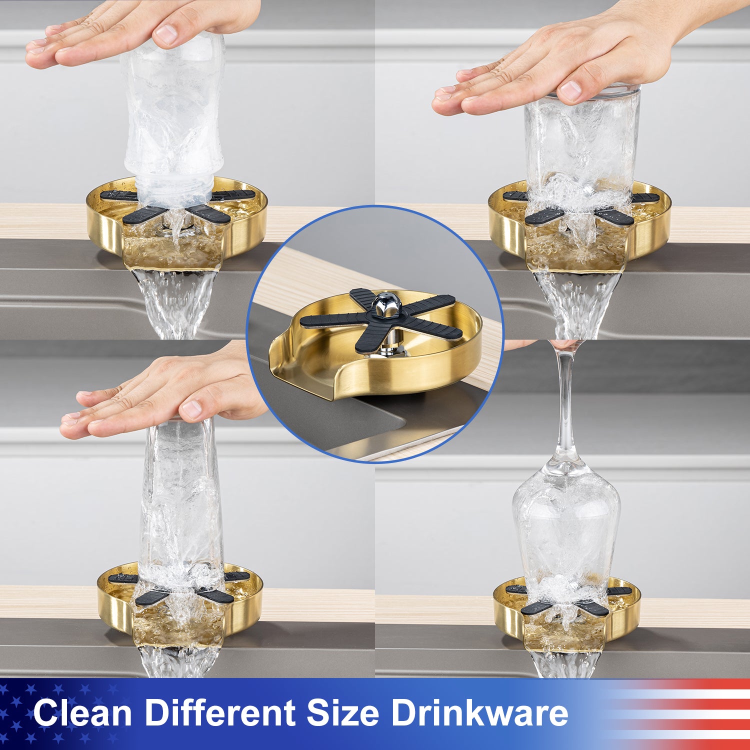Stainless Steel Glass Rinser For Kitchen Sink, Kitchen Sink Accessories Cup Washer RX1237