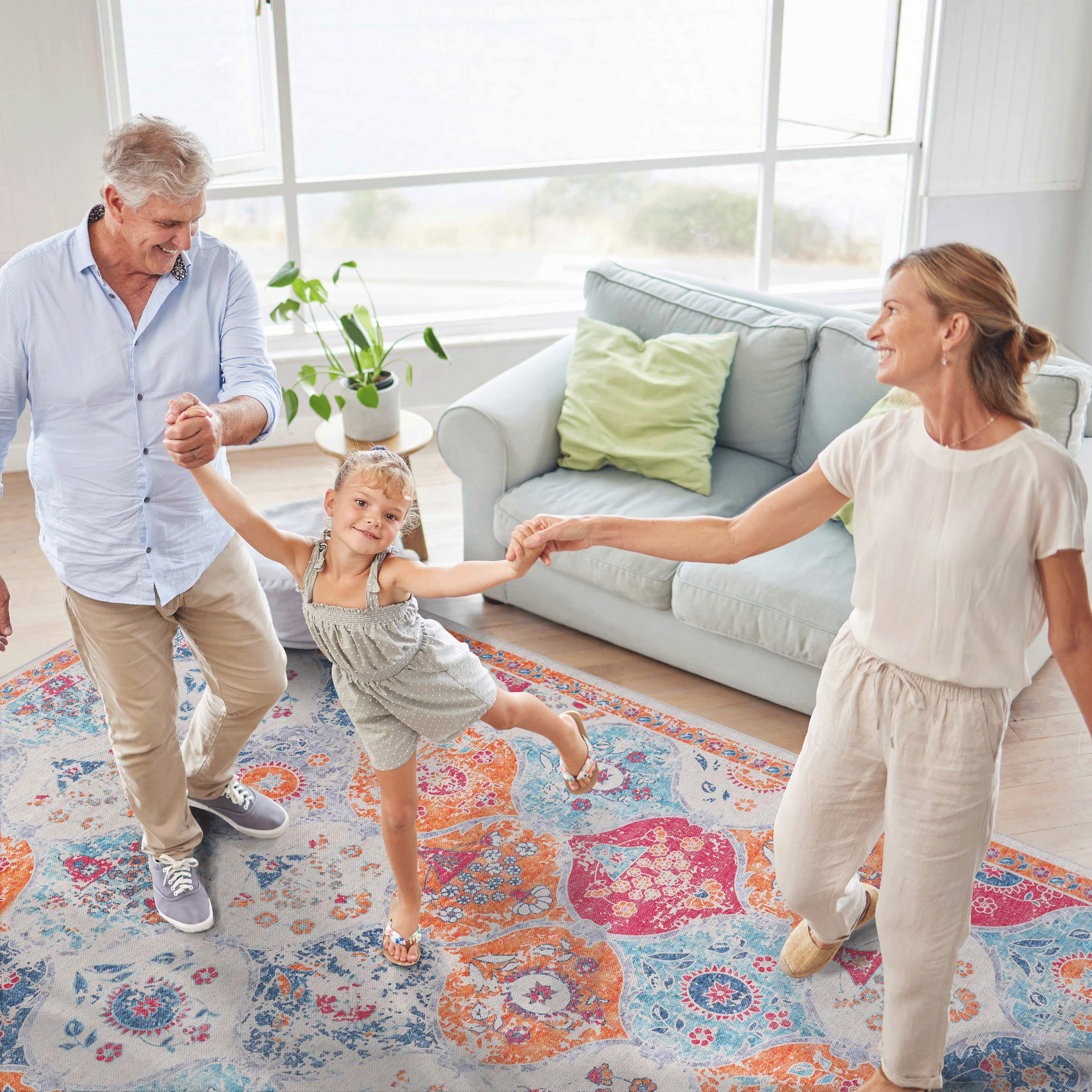 Rainlex 5' x 8' Washable Area Rug, Cream