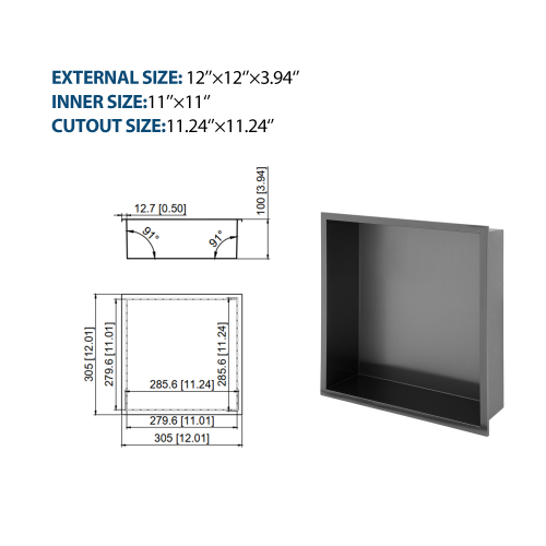 12" x 12" Stainless Steel Recessed Shower Niche