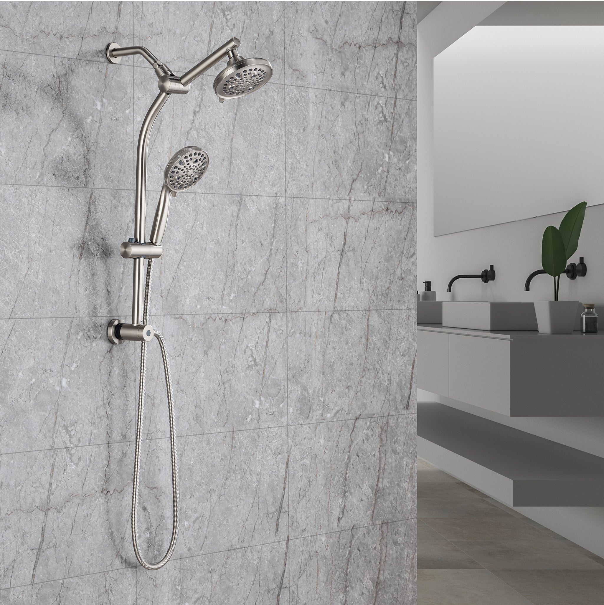 Shower System with Rain Shower Head and Handheld Shower (S2007)