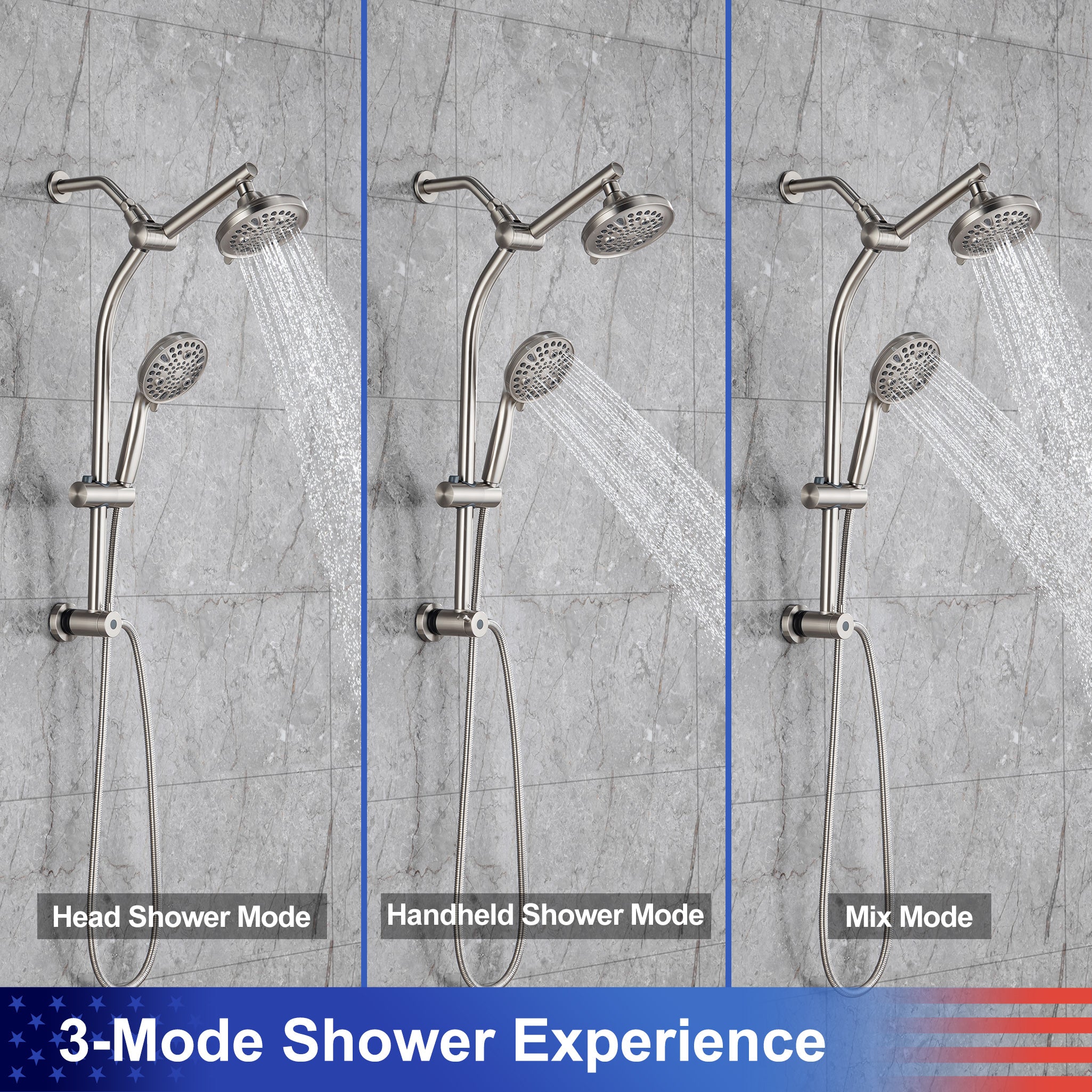 Shower system with Rain Shower Head and Handheld Shower RX2007