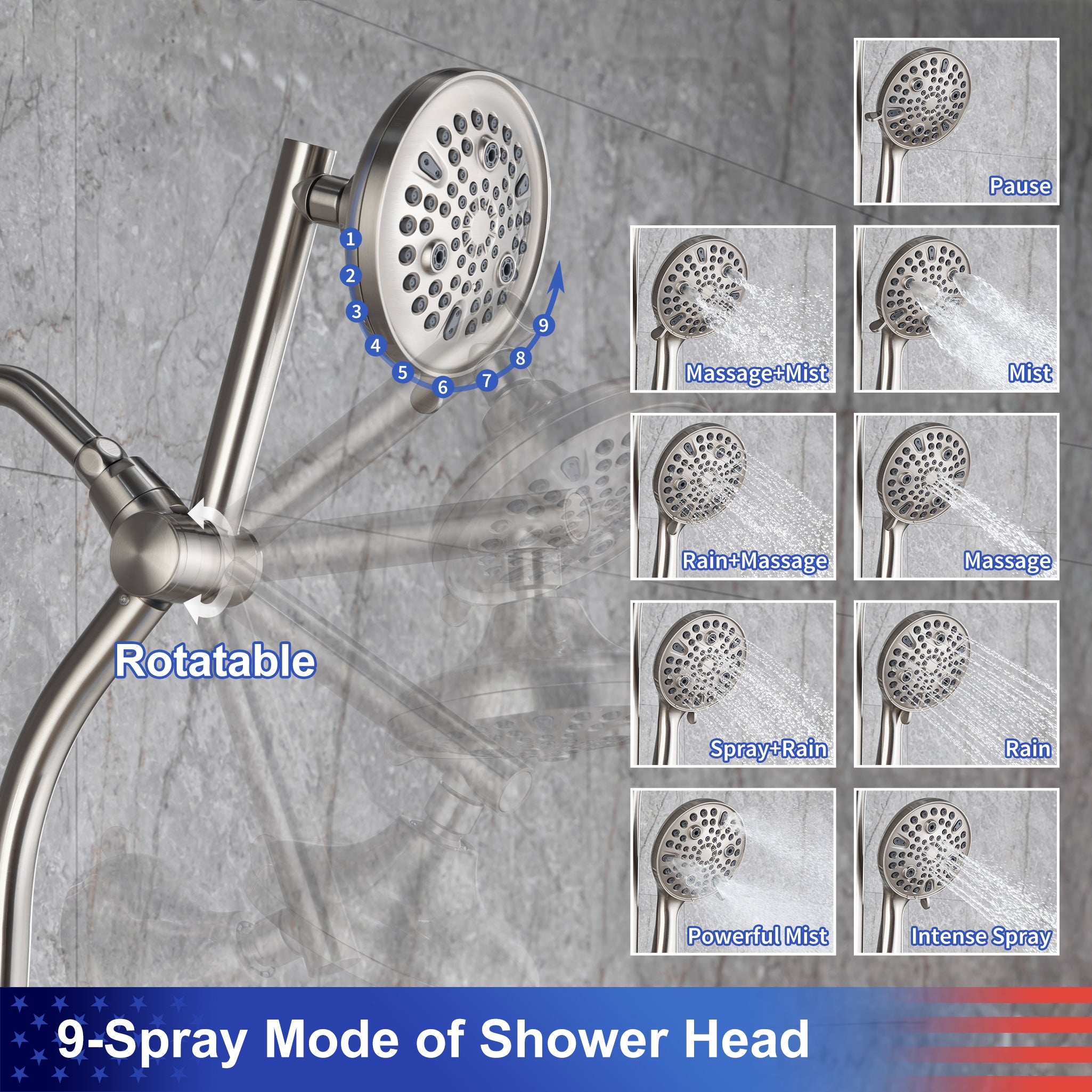 Shower system with Rain Shower Head and Handheld Shower RX2007