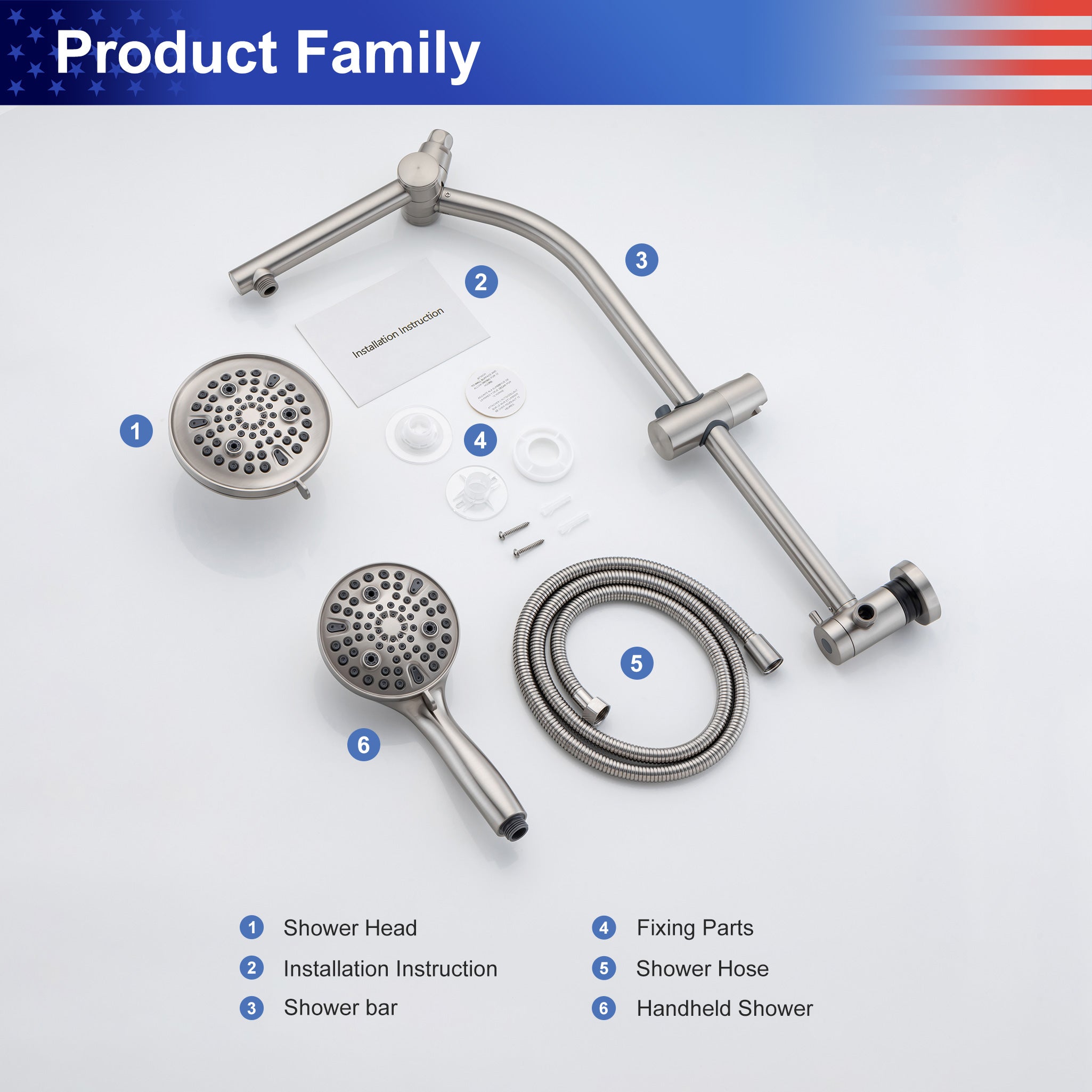 Shower system with Rain Shower Head and Handheld Shower RX2007