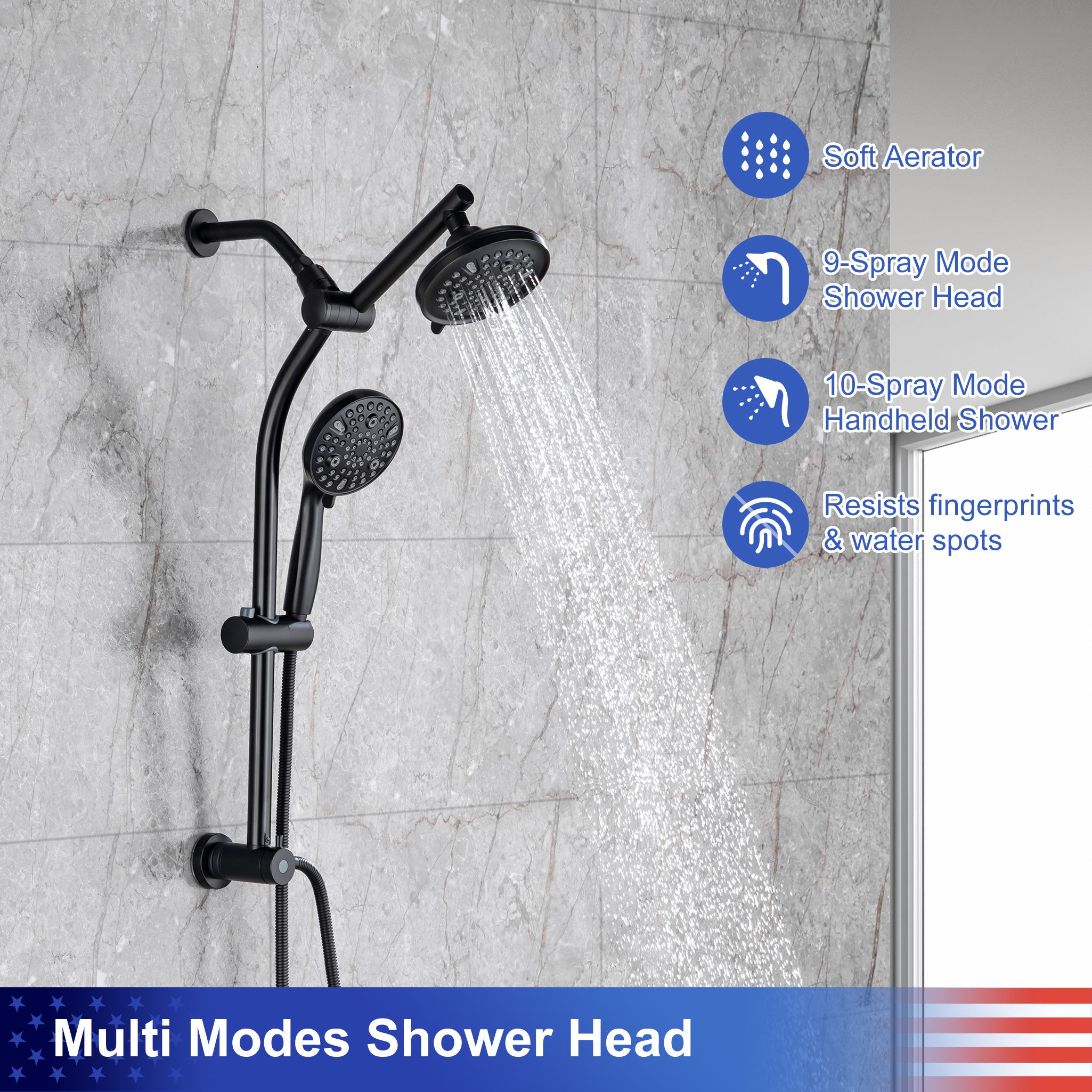 Shower system with Rain Shower Head and Handheld Shower RX2007