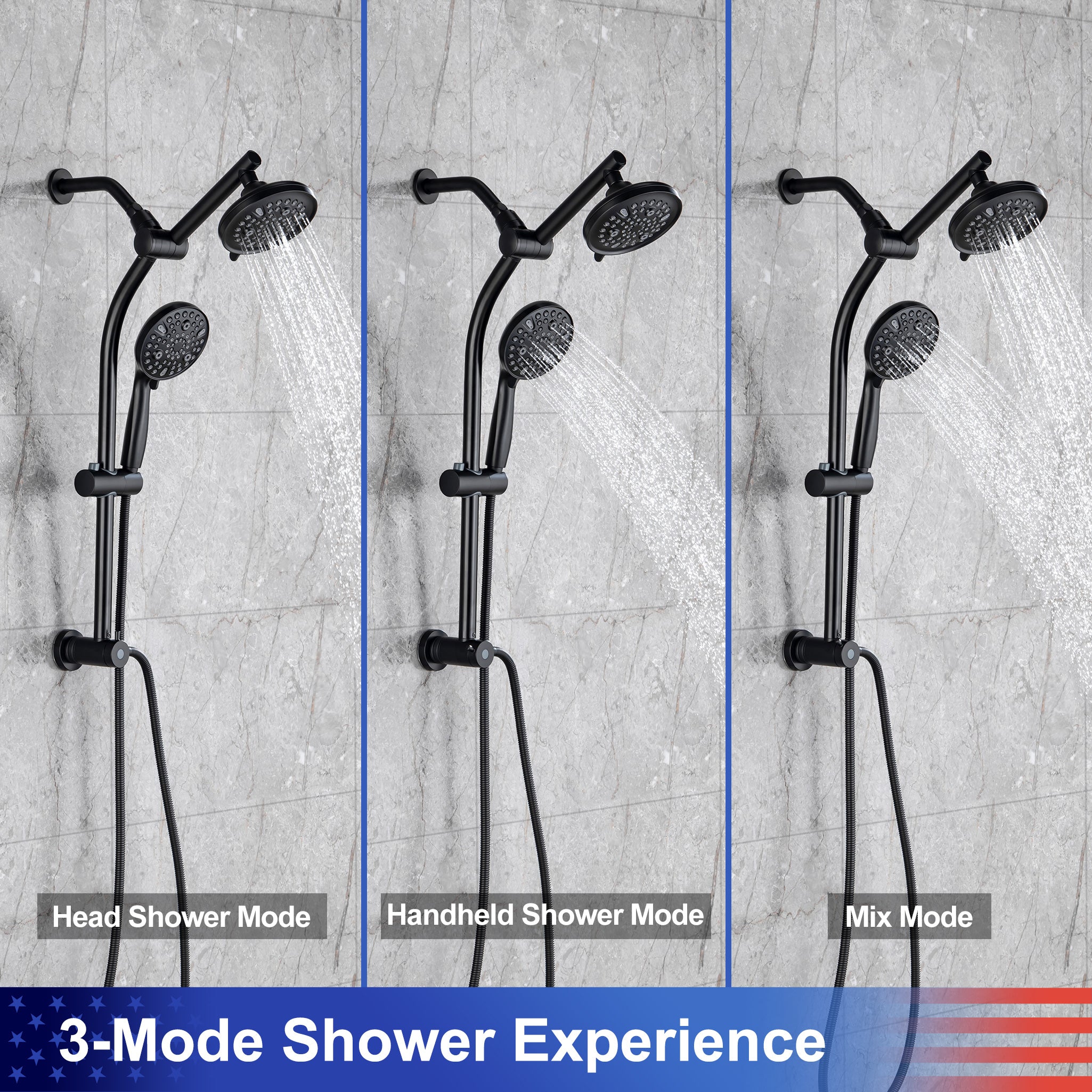 Système de douche avec pomme de douche à effet pluie et douche à main RX2007