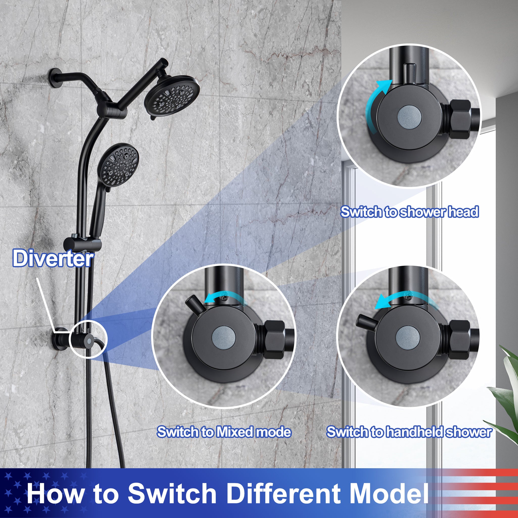 Shower system with Rain Shower Head and Handheld Shower RX2007