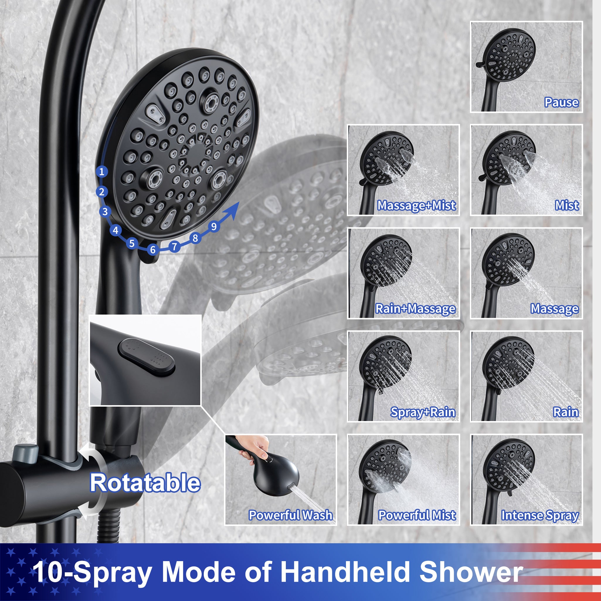 Shower system with Rain Shower Head and Handheld Shower RX2007