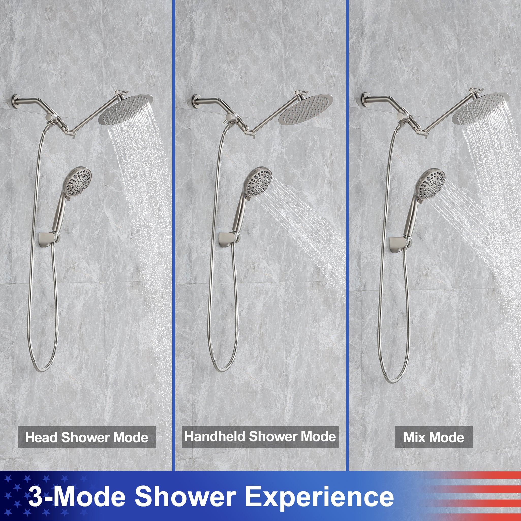Système de douche avec pomme de douche à effet pluie et douche à main RX2008