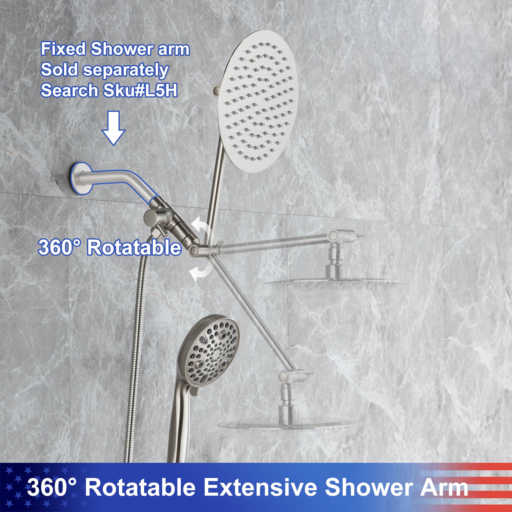 Système de douche avec pomme de douche à effet pluie et douche à main RX2008