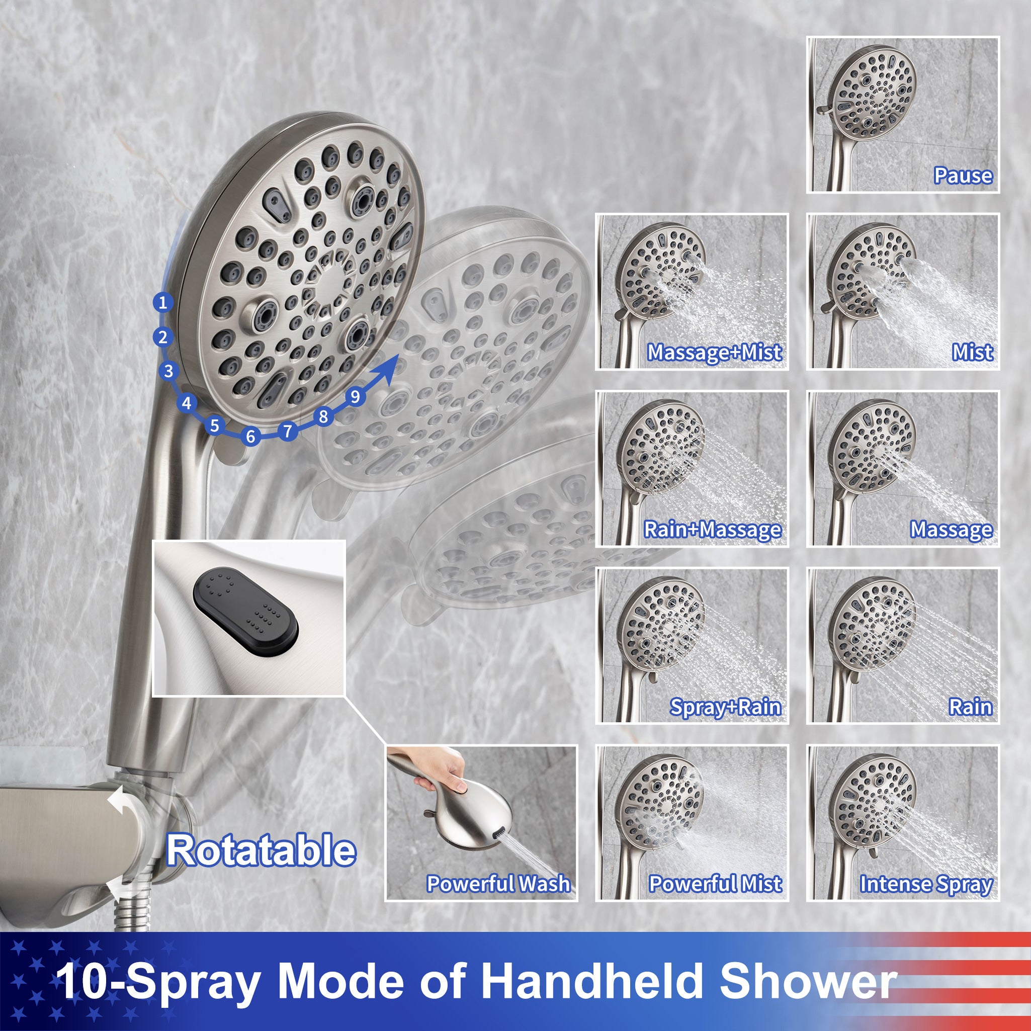 Shower System with Rain Shower Head and Handheld Shower (S2008)