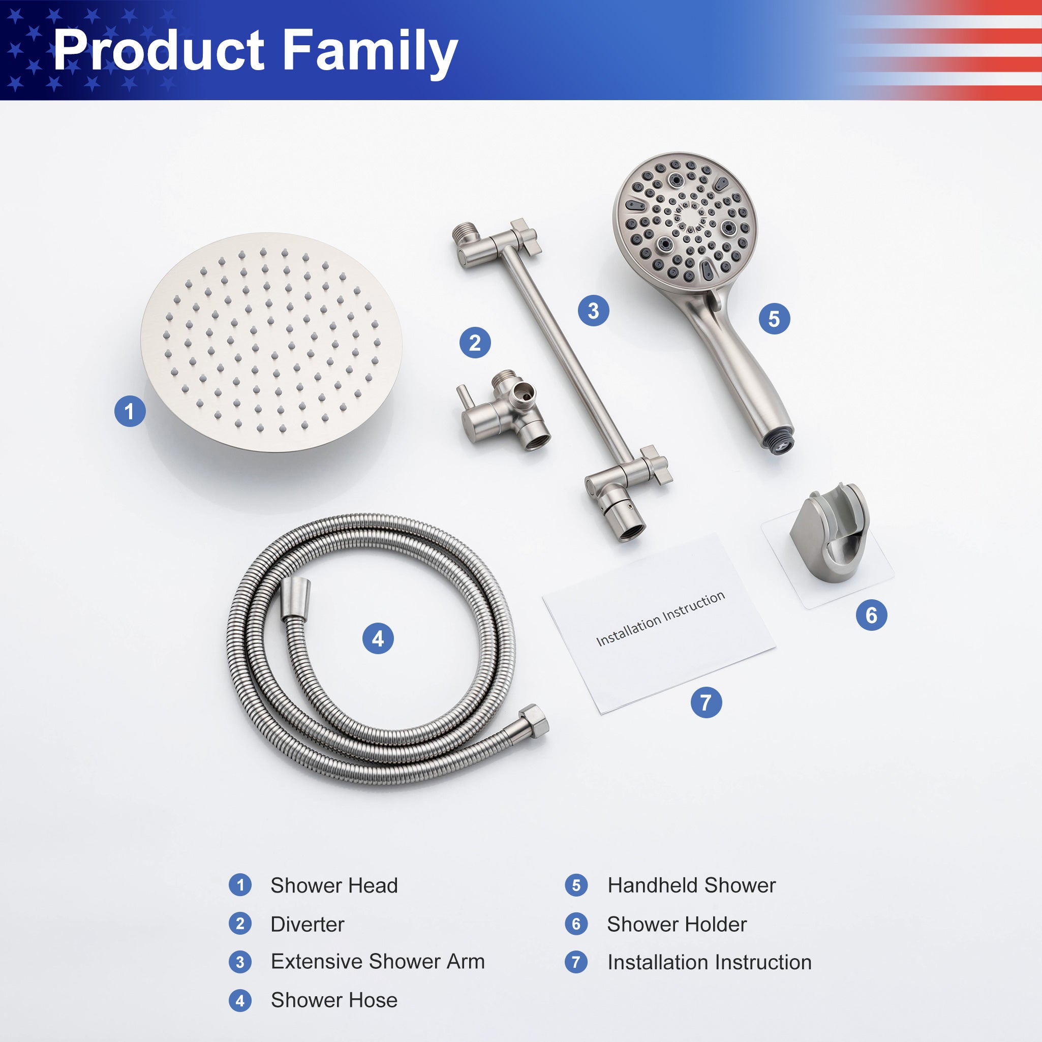 Shower System with Rain Shower Head and Handheld Shower (S2008)