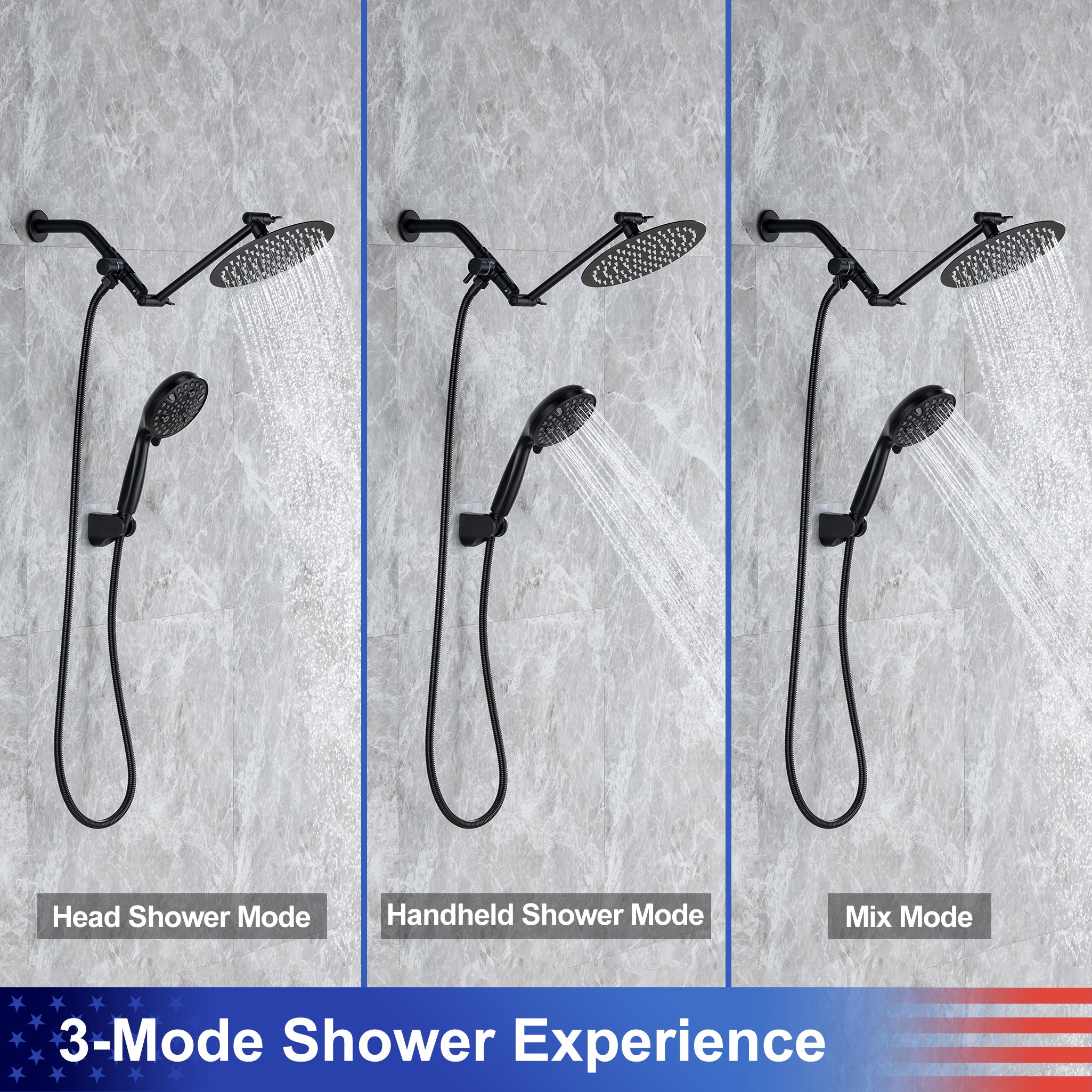 Shower System with Rain Shower Head and Handheld Shower (S2008)