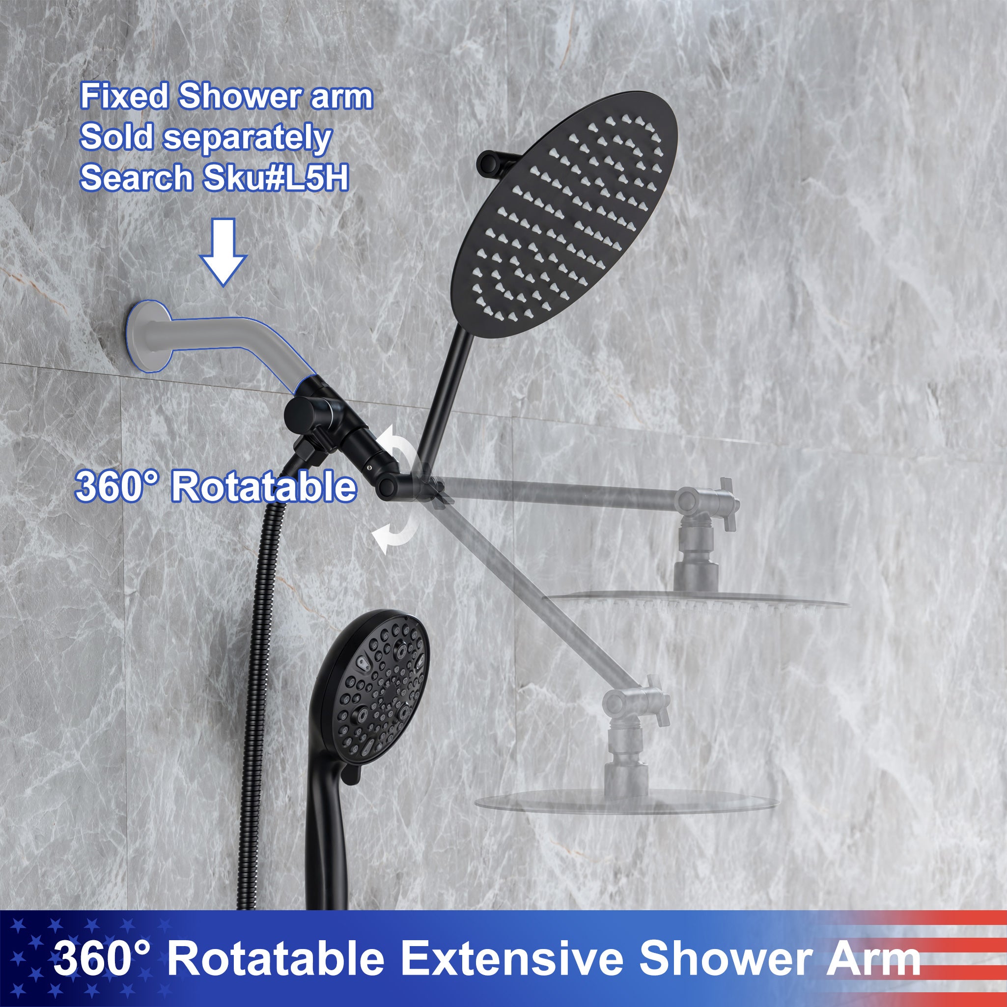 Système de douche avec pomme de douche à effet pluie et douche à main RX2008