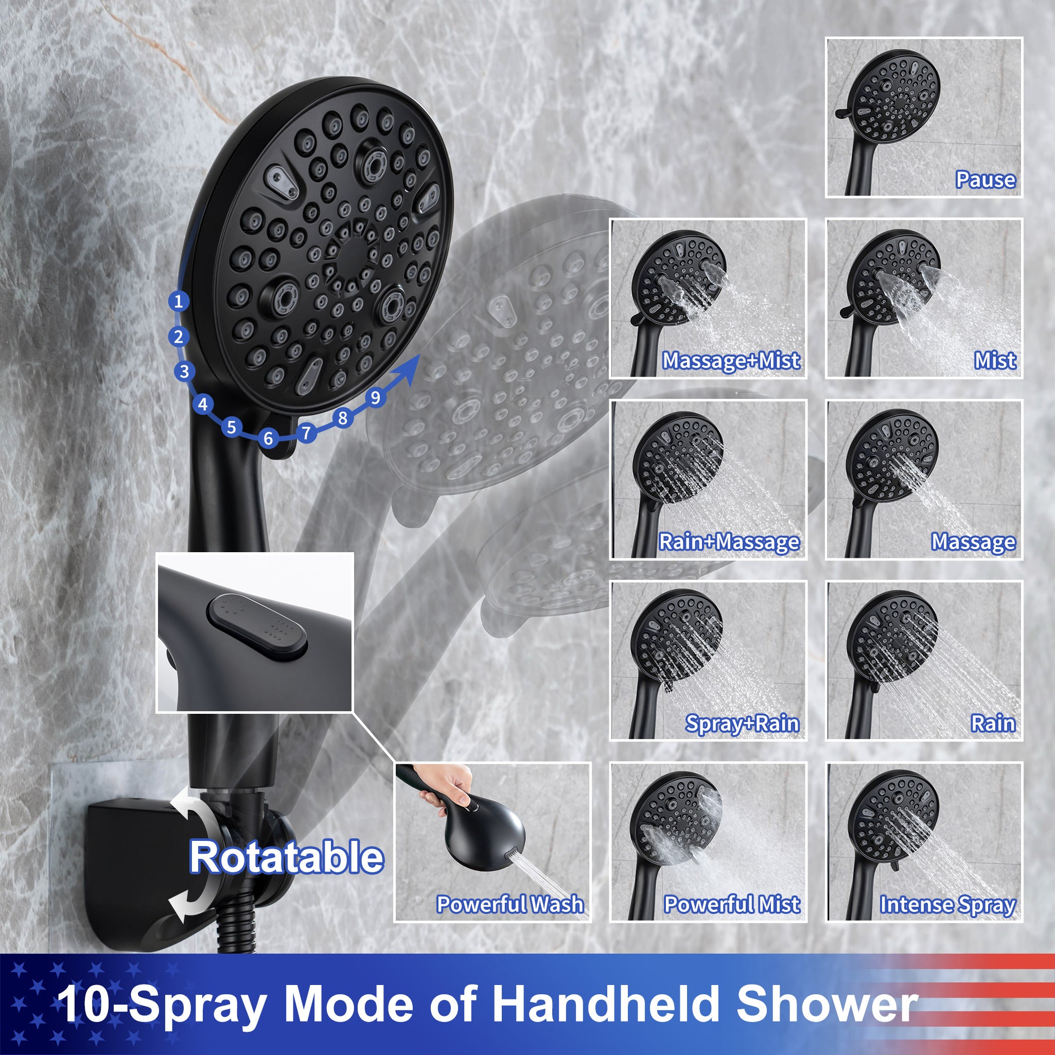 Shower System with Rain Shower Head and Handheld Shower (S2008)