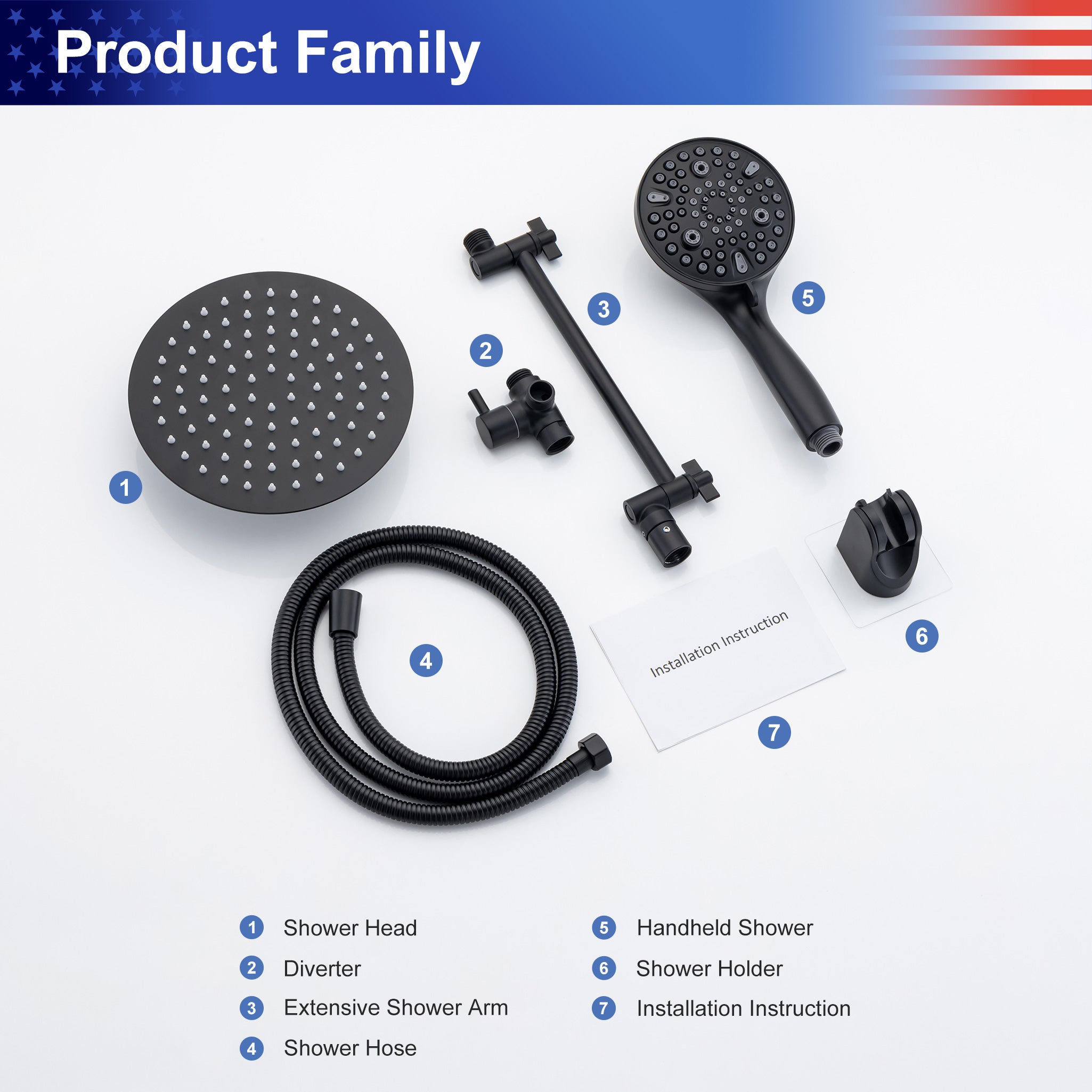 Shower System with Rain Shower Head and Handheld Shower (S2008)