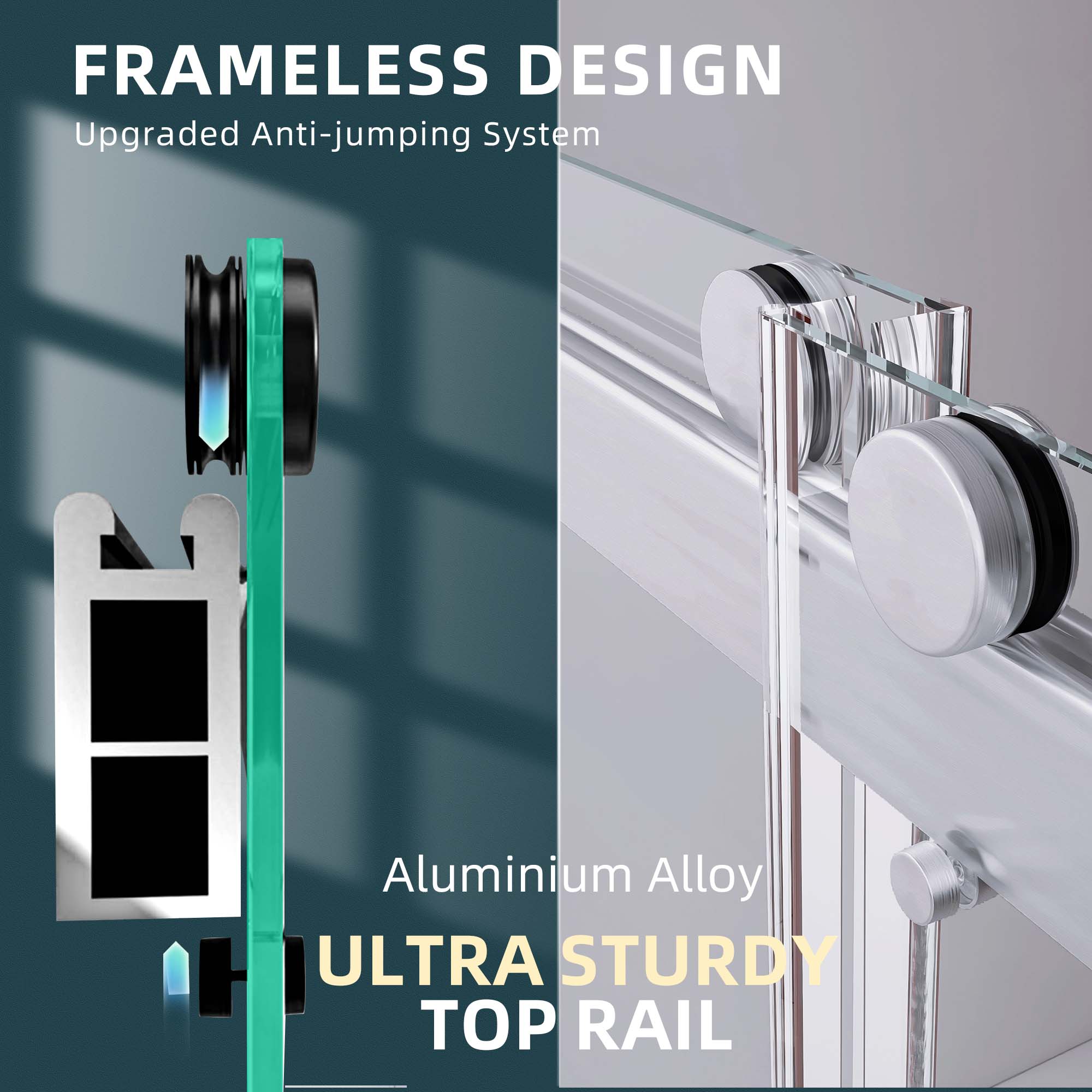 57-60" W x 79" H Frameless Double Sliding Shower Door, Brushed Nickel