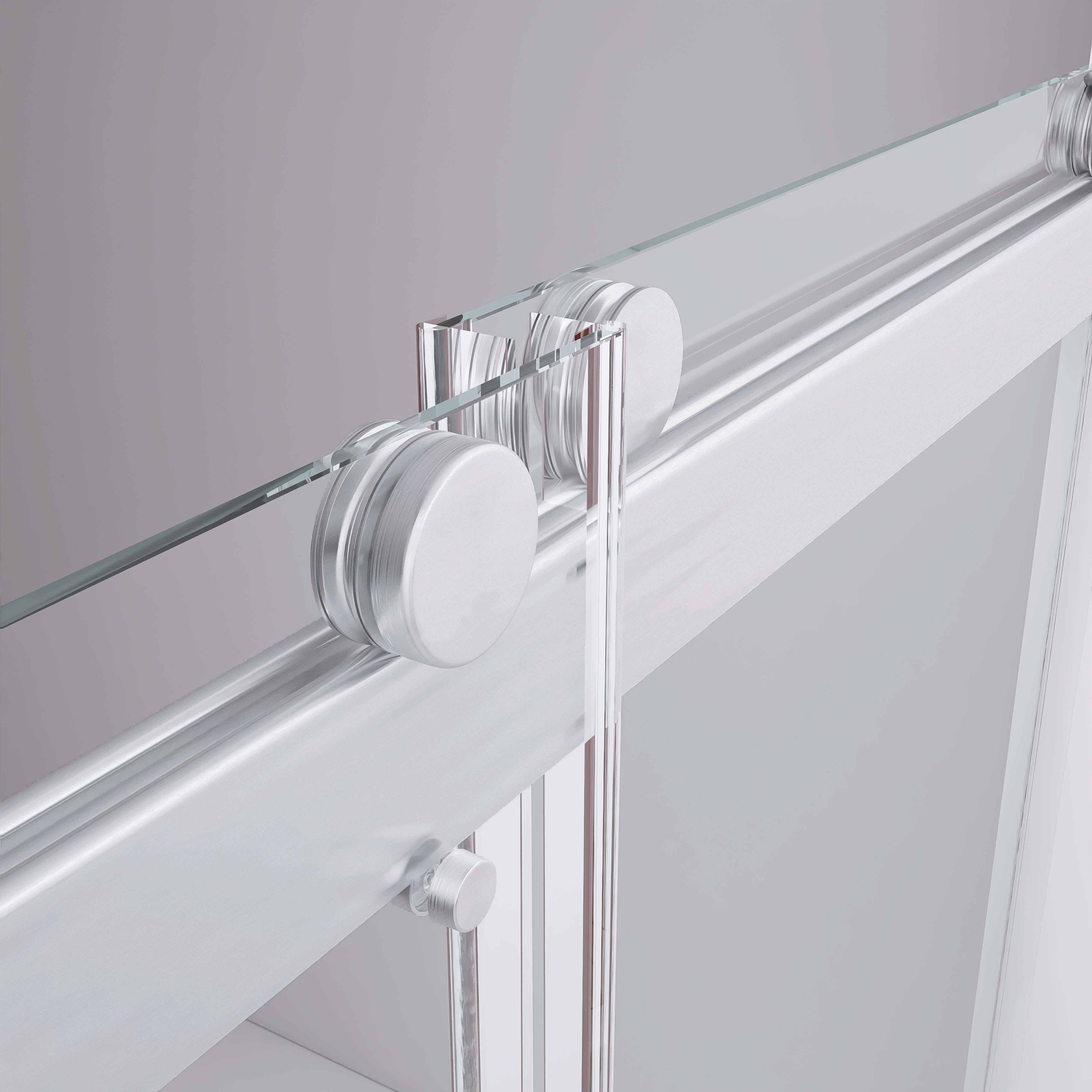 57-60" W x 79" H Frameless Double Sliding Shower Door, Brushed Nickel