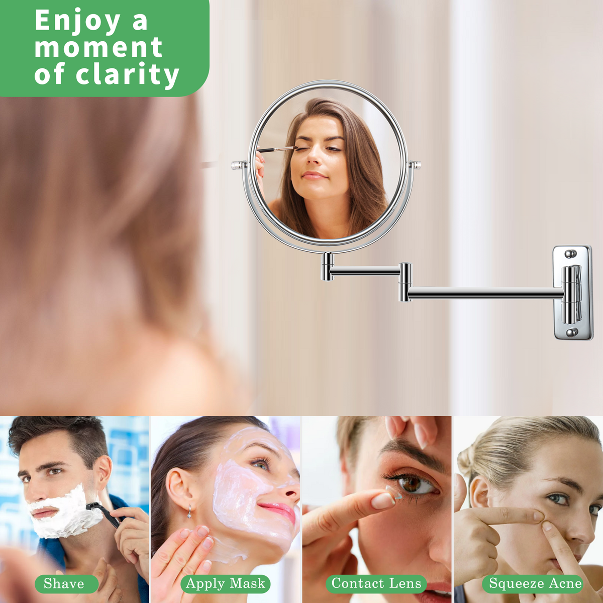 RAINLEX 8 in. Wall-Mount Makeup Vanity Mirror