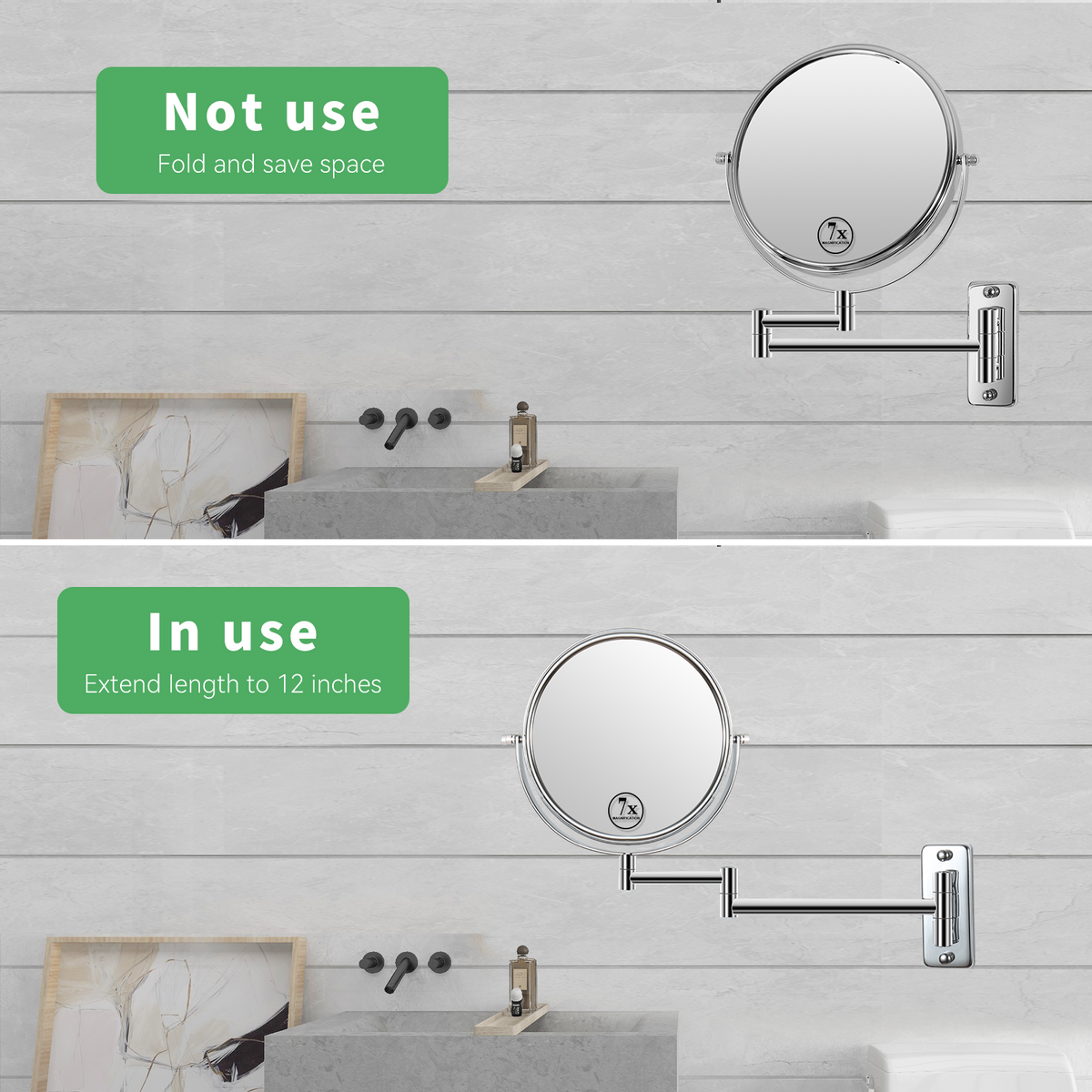 RAINLEX 8 in. Wall-Mount Makeup Vanity Mirror