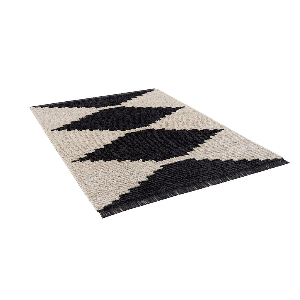 RAINLEX Modern Non-Shedding Area Rug in Black & Ivory