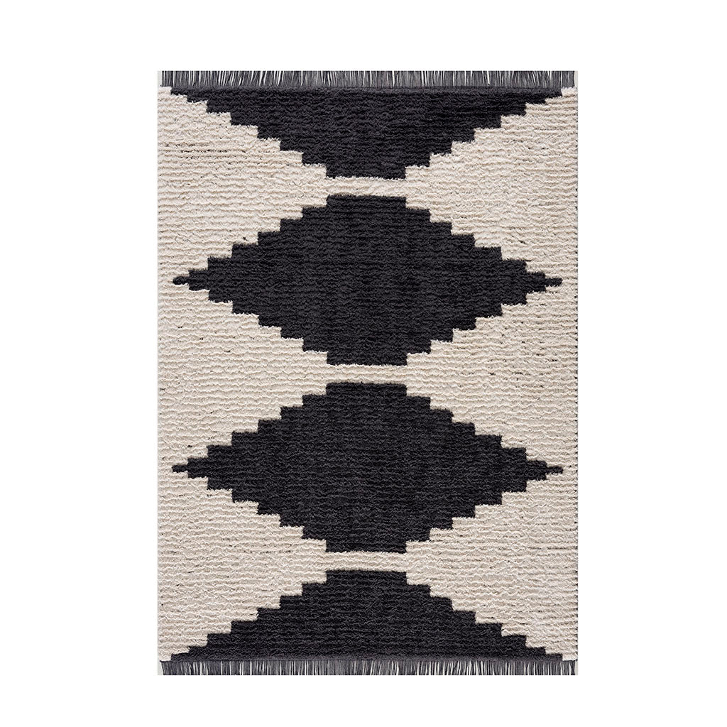 Rainlex Modern Non-Shedding Area Rug, Black & Ivory