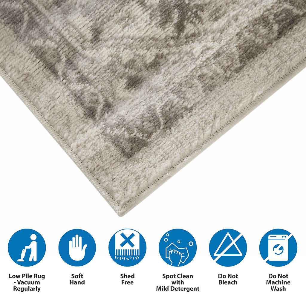 Rainlex Tiled Border Non-Shedding Area Rug