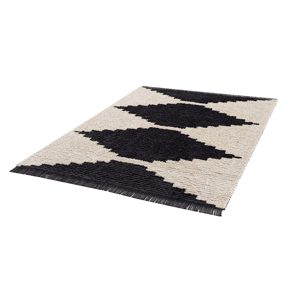 RAINLEX Modern Non-Shedding Area Rug in Black & Ivory