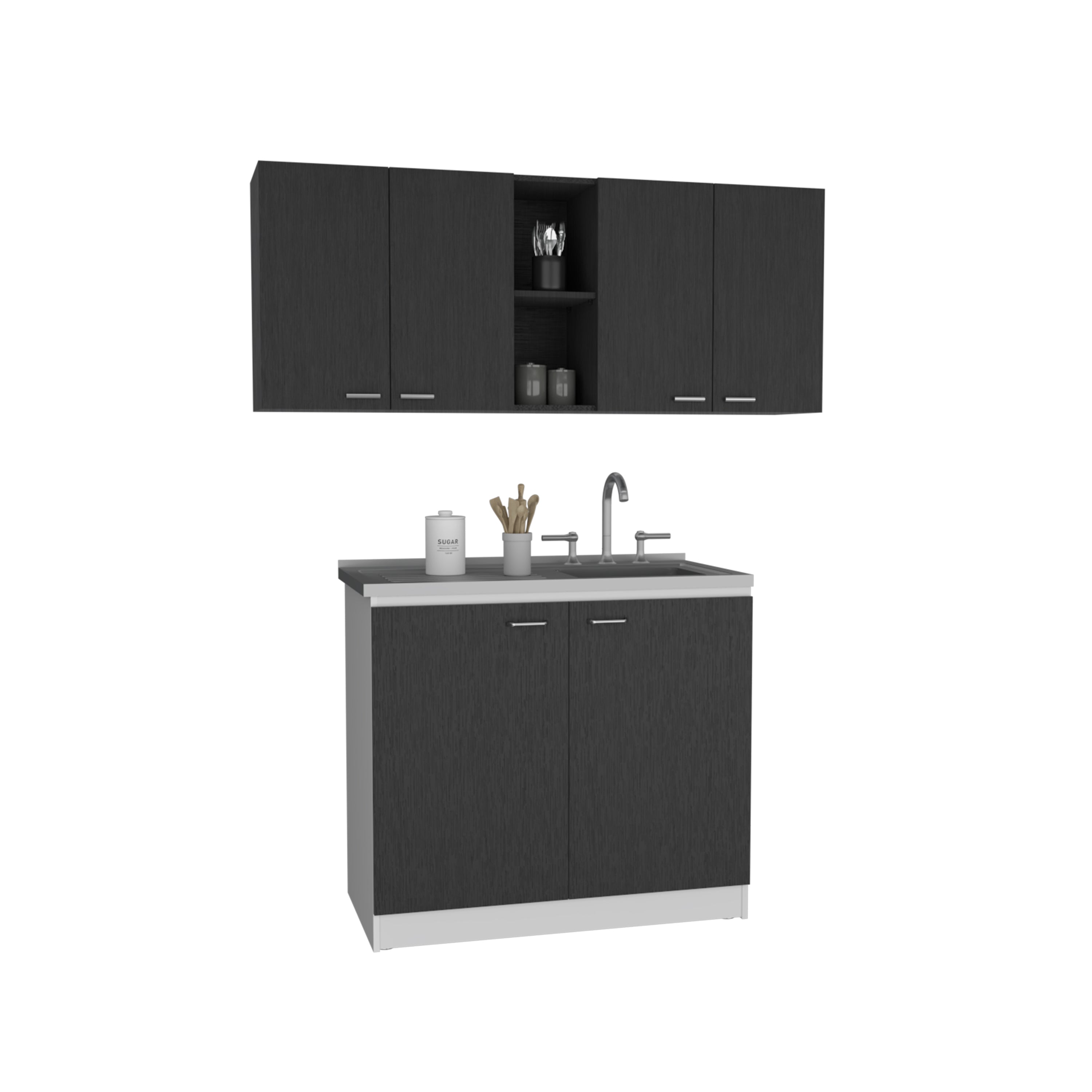 Rainlex 39" Freestanding Utility Sink Cabinet with Double Stainless Steel Basins, Soft-Close Doors