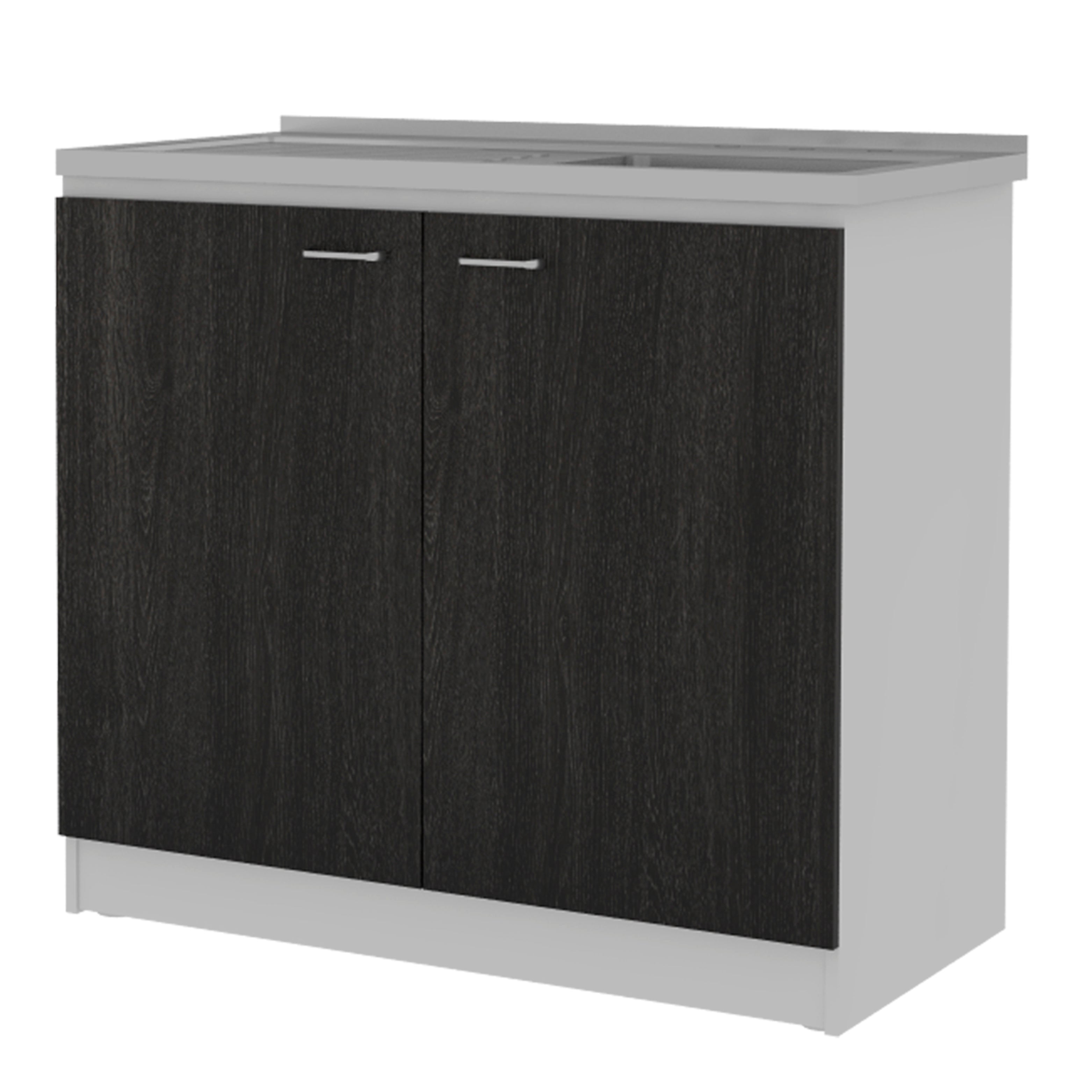 Rainlex 39" Freestanding Utility Sink Cabinet with Double Stainless Steel Basins, Soft-Close Doors