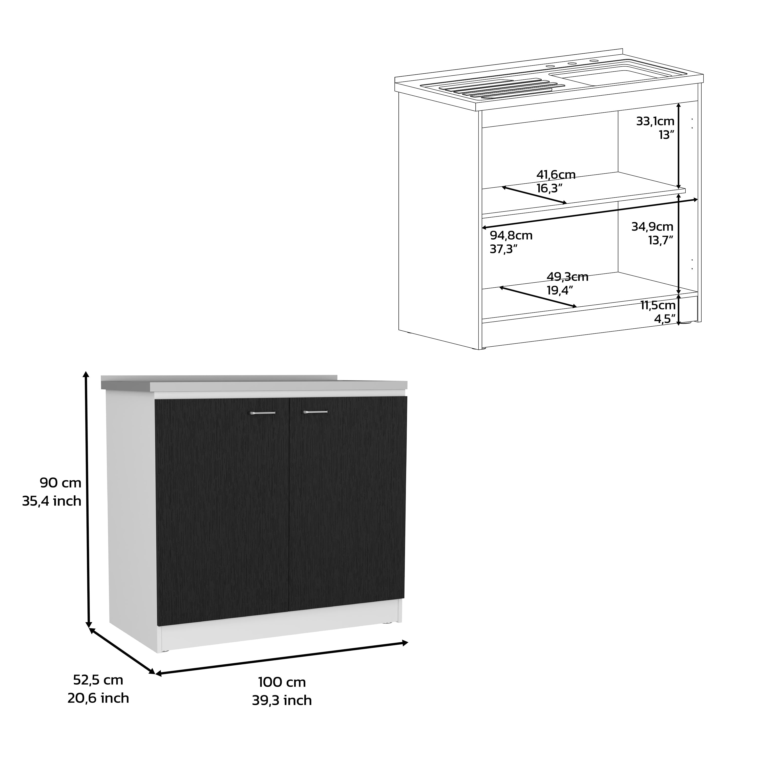 Rainlex 39" Freestanding Utility Sink Cabinet with Double Stainless Steel Basins, Soft-Close Doors