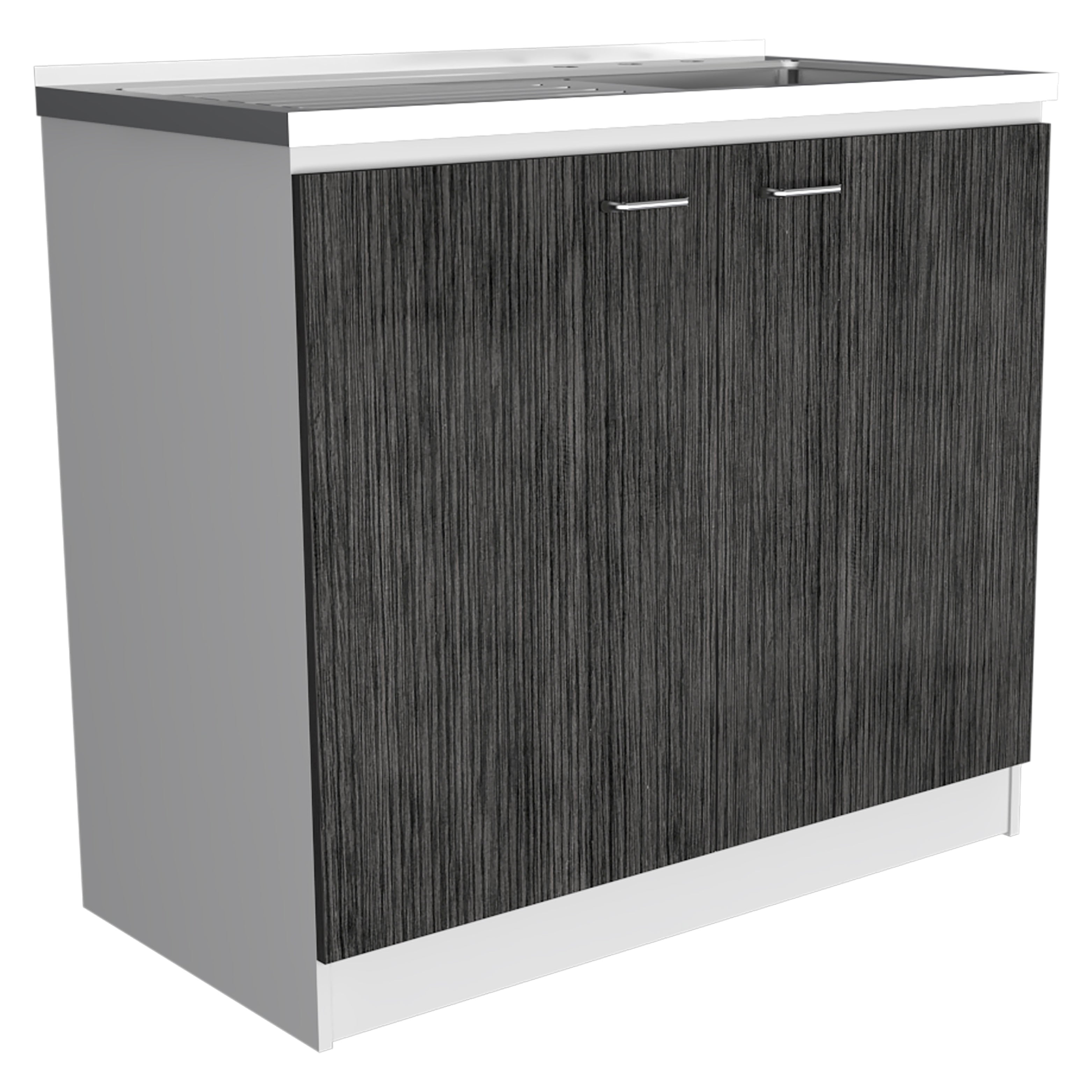 Rainlex 39" Freestanding Utility Sink Cabinet with Double Stainless Steel Basins, Soft-Close Doors