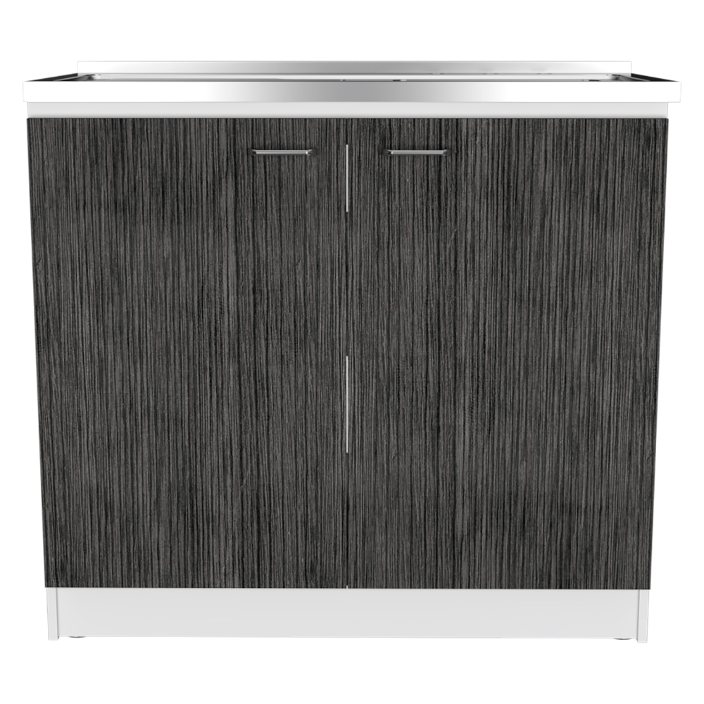 Rainlex 39" Freestanding Utility Sink Cabinet with Double Stainless Steel Basins, Soft-Close Doors