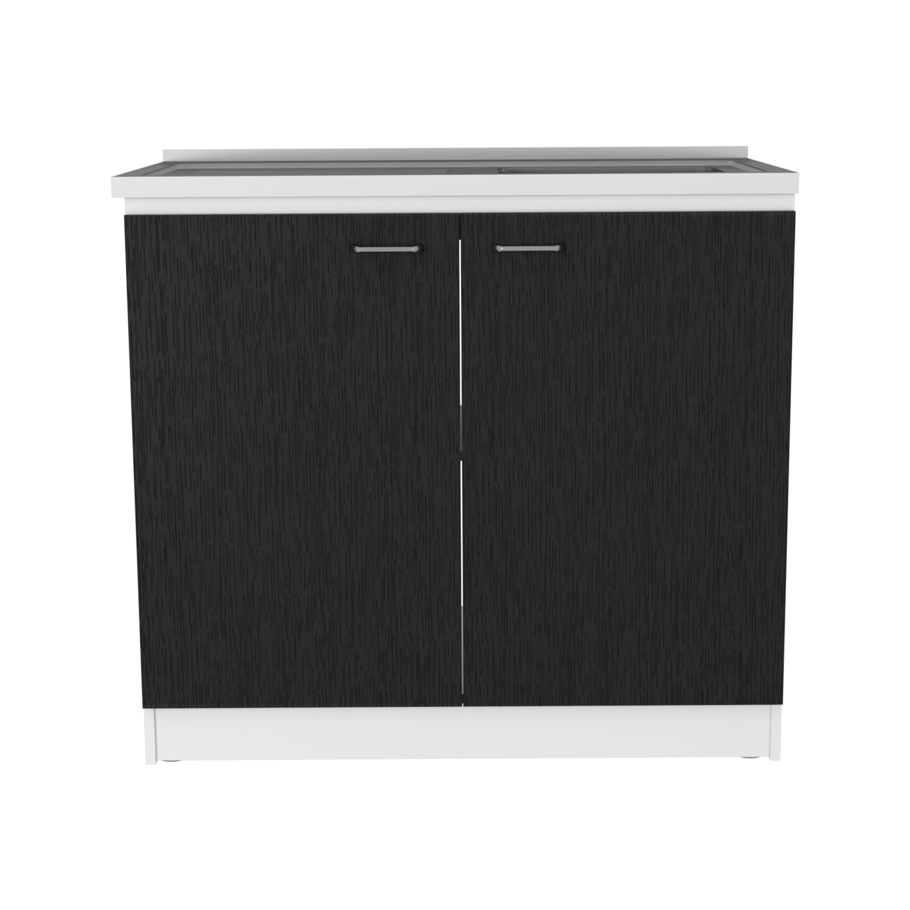 Rainlex 39" Freestanding Utility Sink Cabinet with Double Stainless Steel Basins, Soft-Close Doors