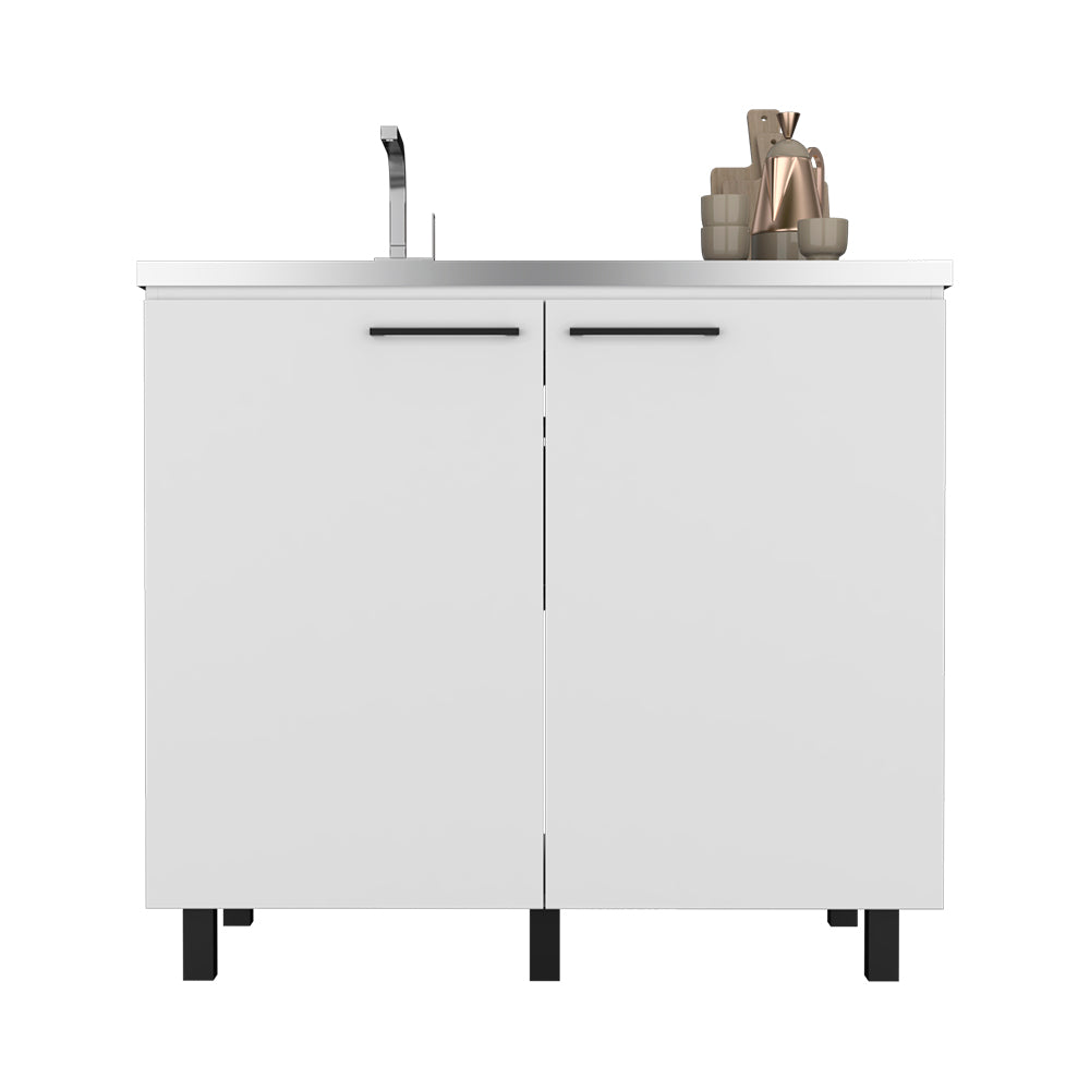 RAINLEX 39" Freestanding Utility Sink Cabinet with Double Basins & Soft-Close Doors (US05)