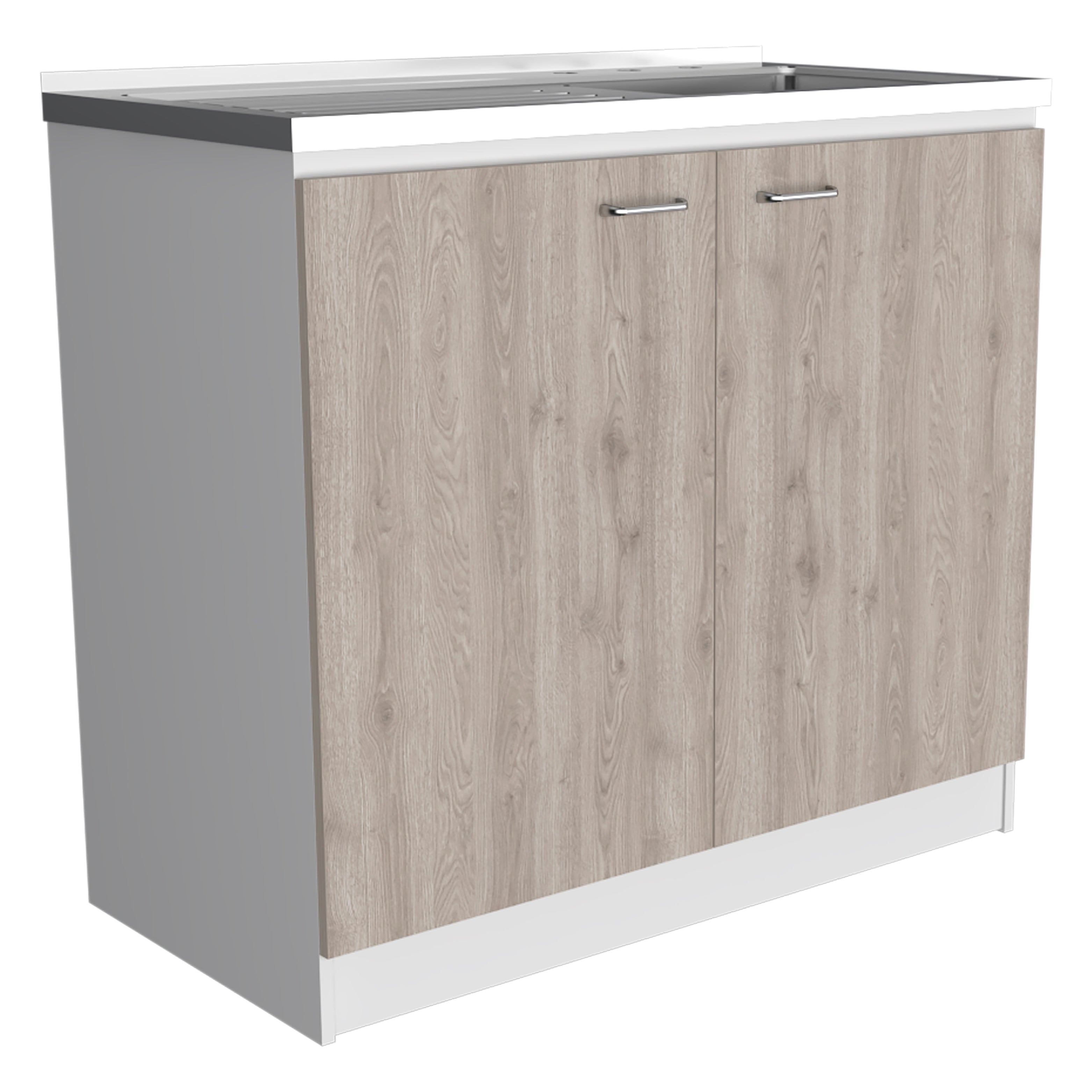 Rainlex 39" Freestanding Utility Sink Cabinet with Double Stainless Steel Basins, Soft-Close Doors