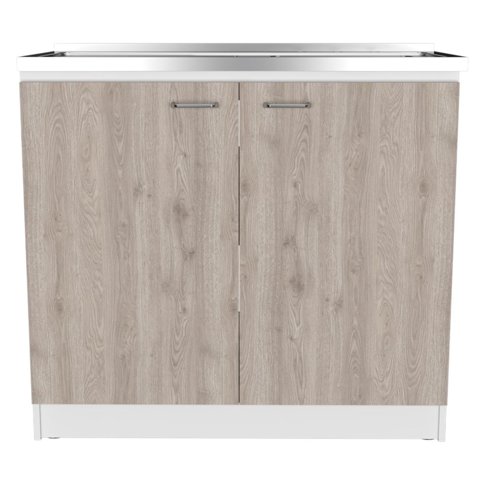 Rainlex 39" Freestanding Utility Sink Cabinet with Double Stainless Steel Basins, Soft-Close Doors