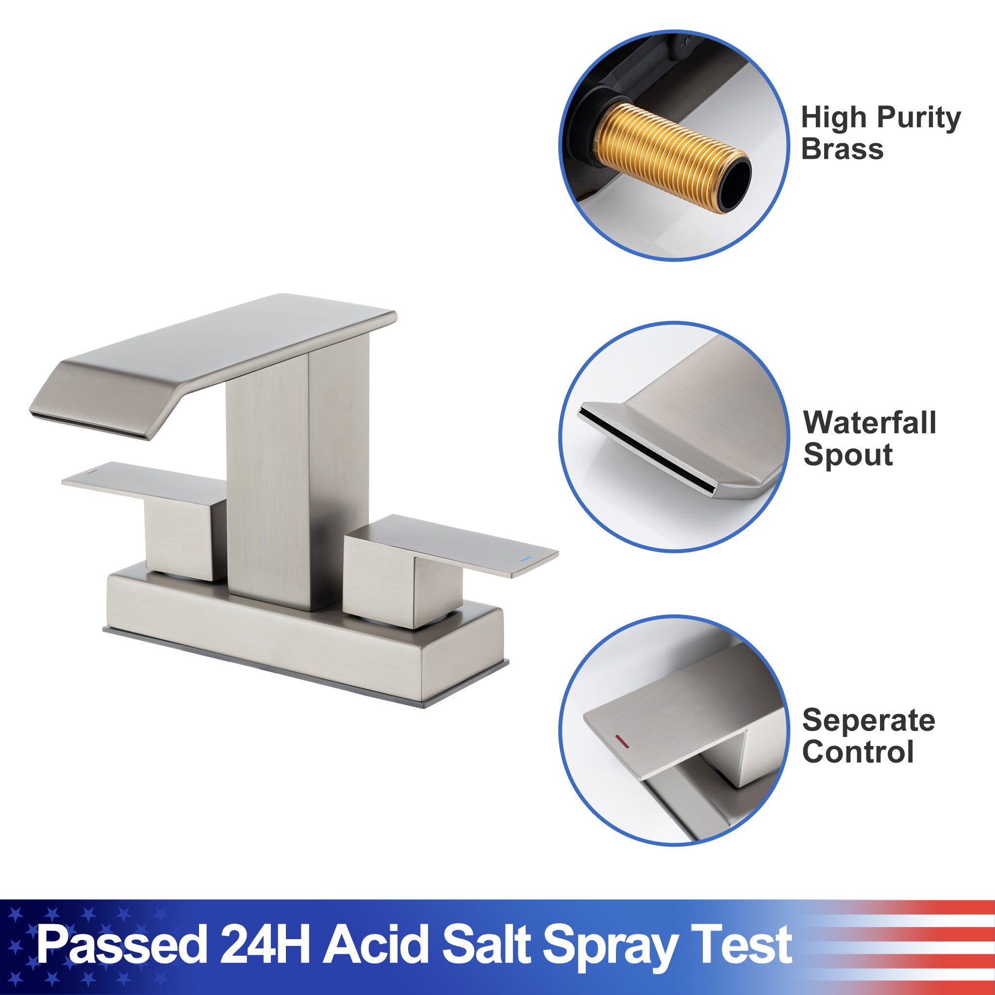 2-Handle Centerset Bathroom Faucet with Drain Assembly (S3017)