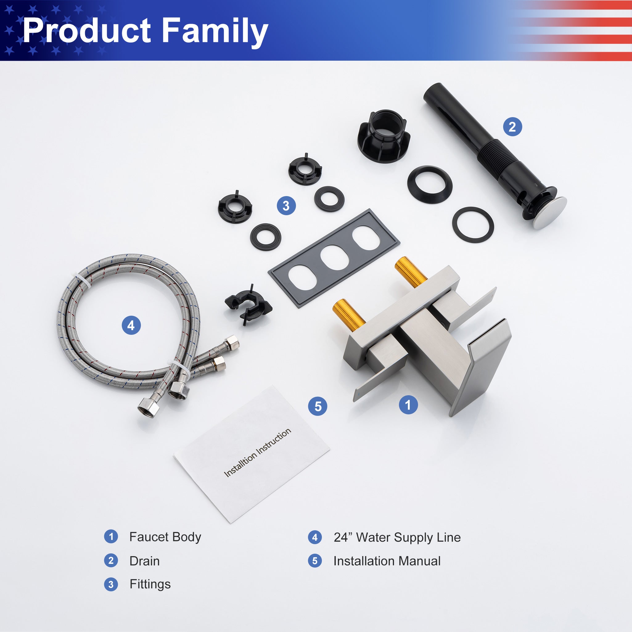 2-Handle Centerset Bathroom Faucet with Drain Assembly (S3017)