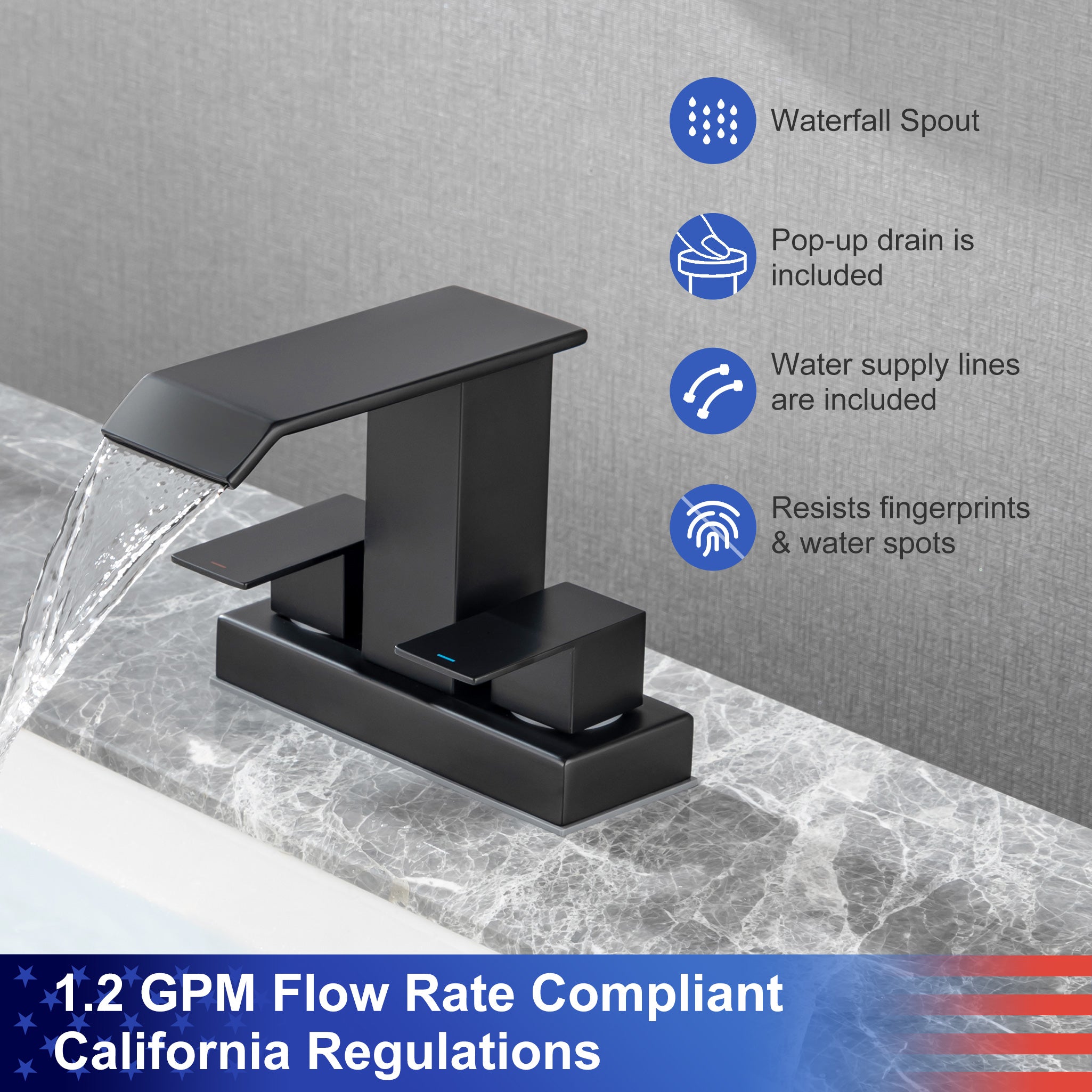 2-Handle Centerset Bathroom Faucet with Drain Assembly (S3017)