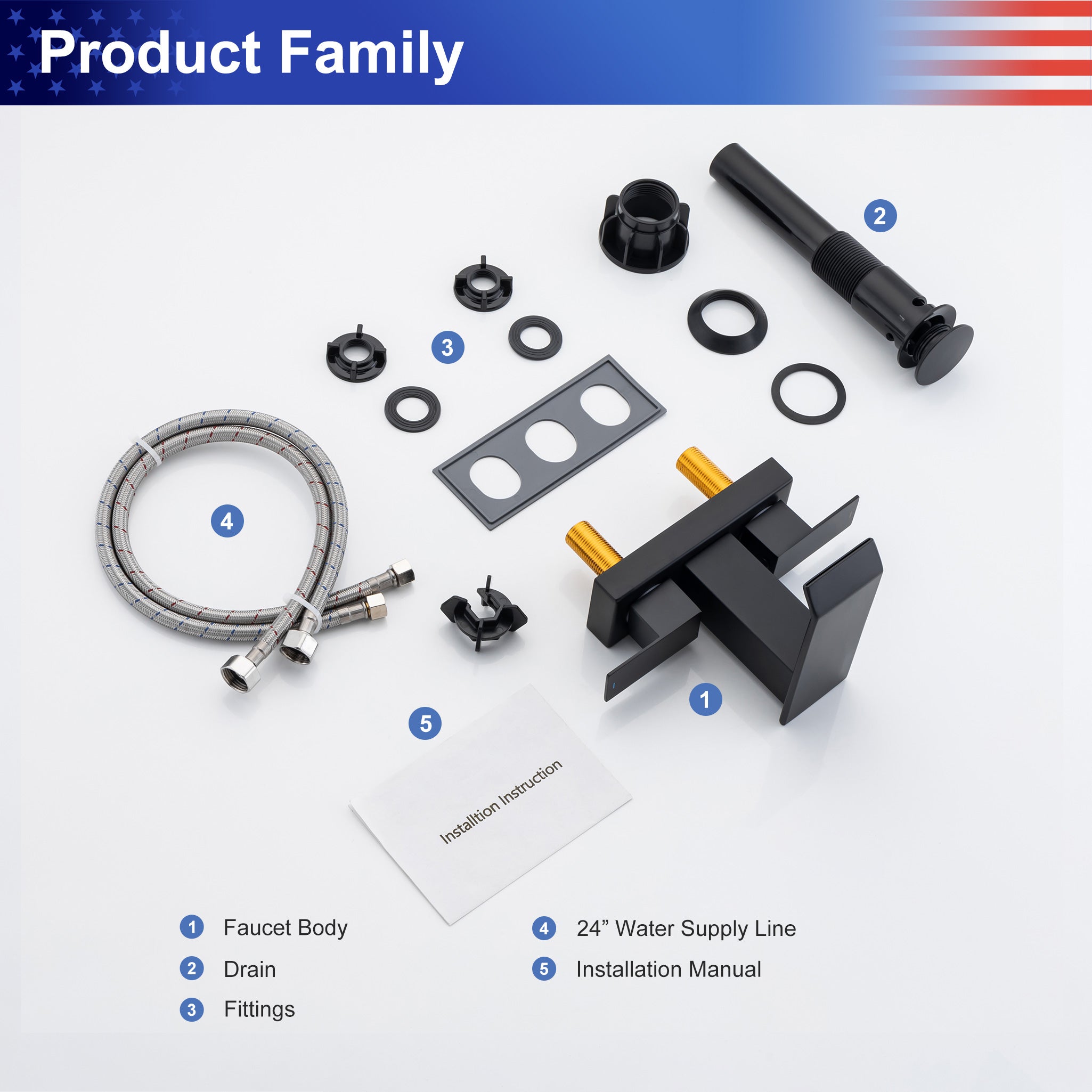 2-Handle Centerset Bathroom Faucet with Drain Assembly (S3017)
