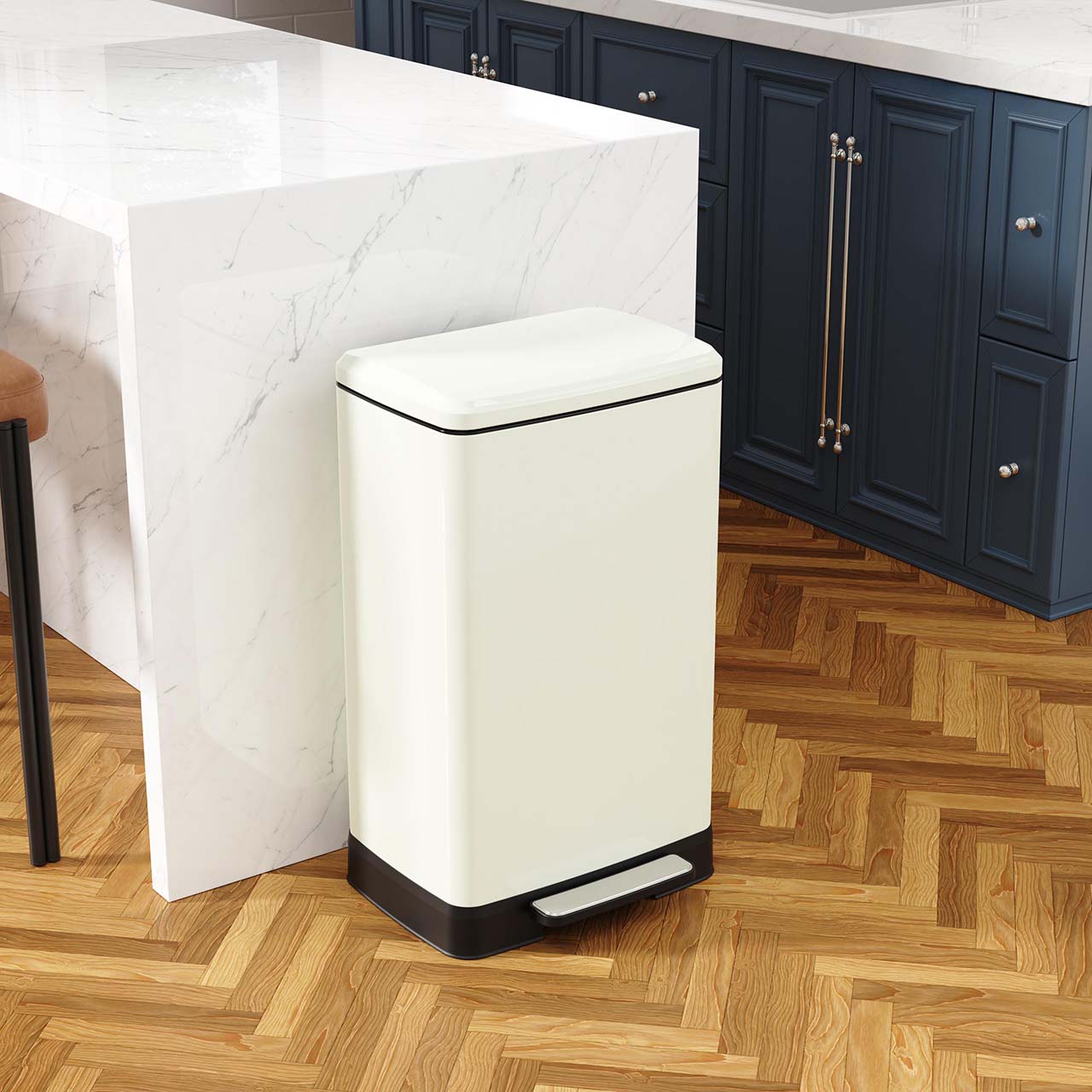 17 Gal. Stainless Steel Step Trash Can with Soft-Close Lid, Removable Inner Bucket, Detachable Wheels and Odor Control Slot RX-TB01-17
