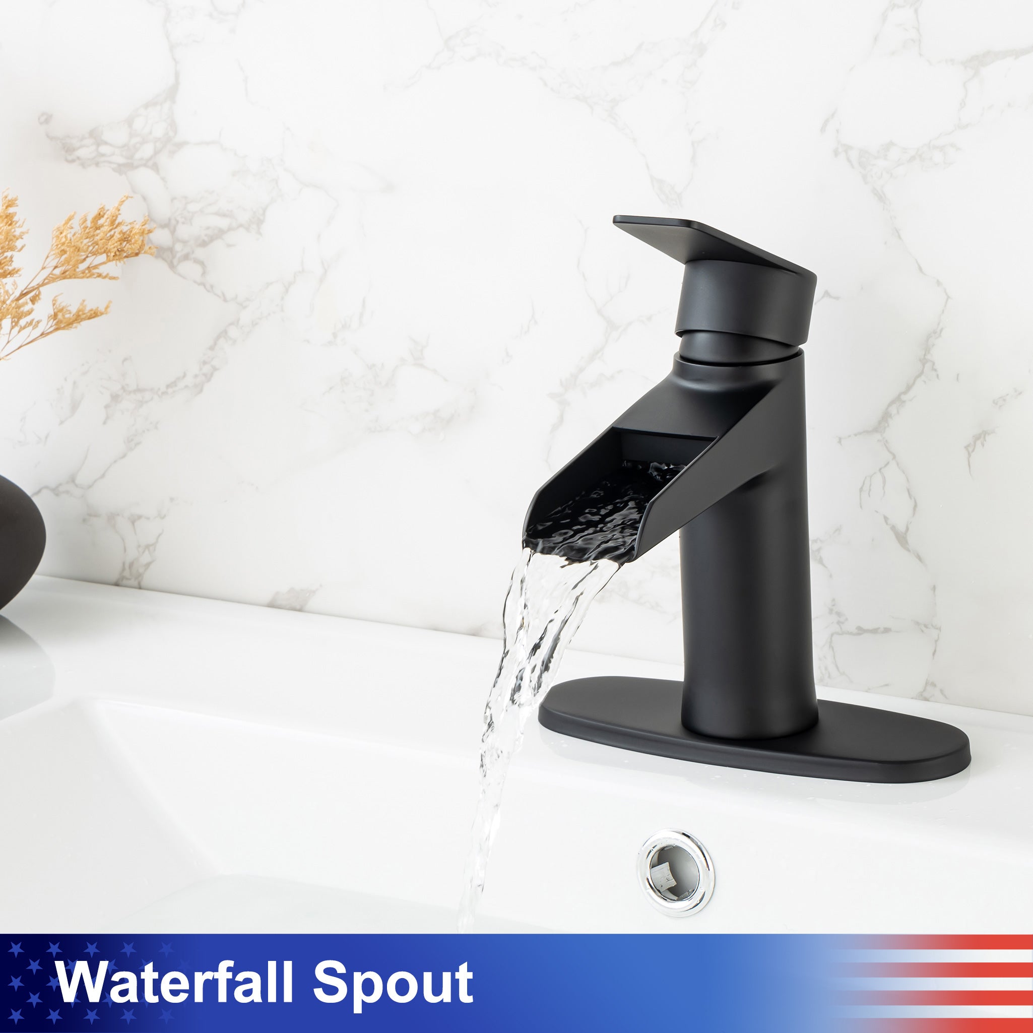 Single-Handle Waterfall Bathroom Faucet with Drain Assembly RX5001